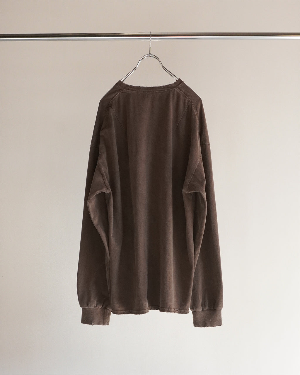 EMBROIDERY DYED LS T-SHIRT(BROWN)