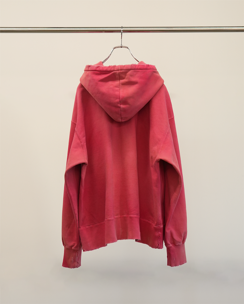 DYED DAMAGE HOODIE(RED)