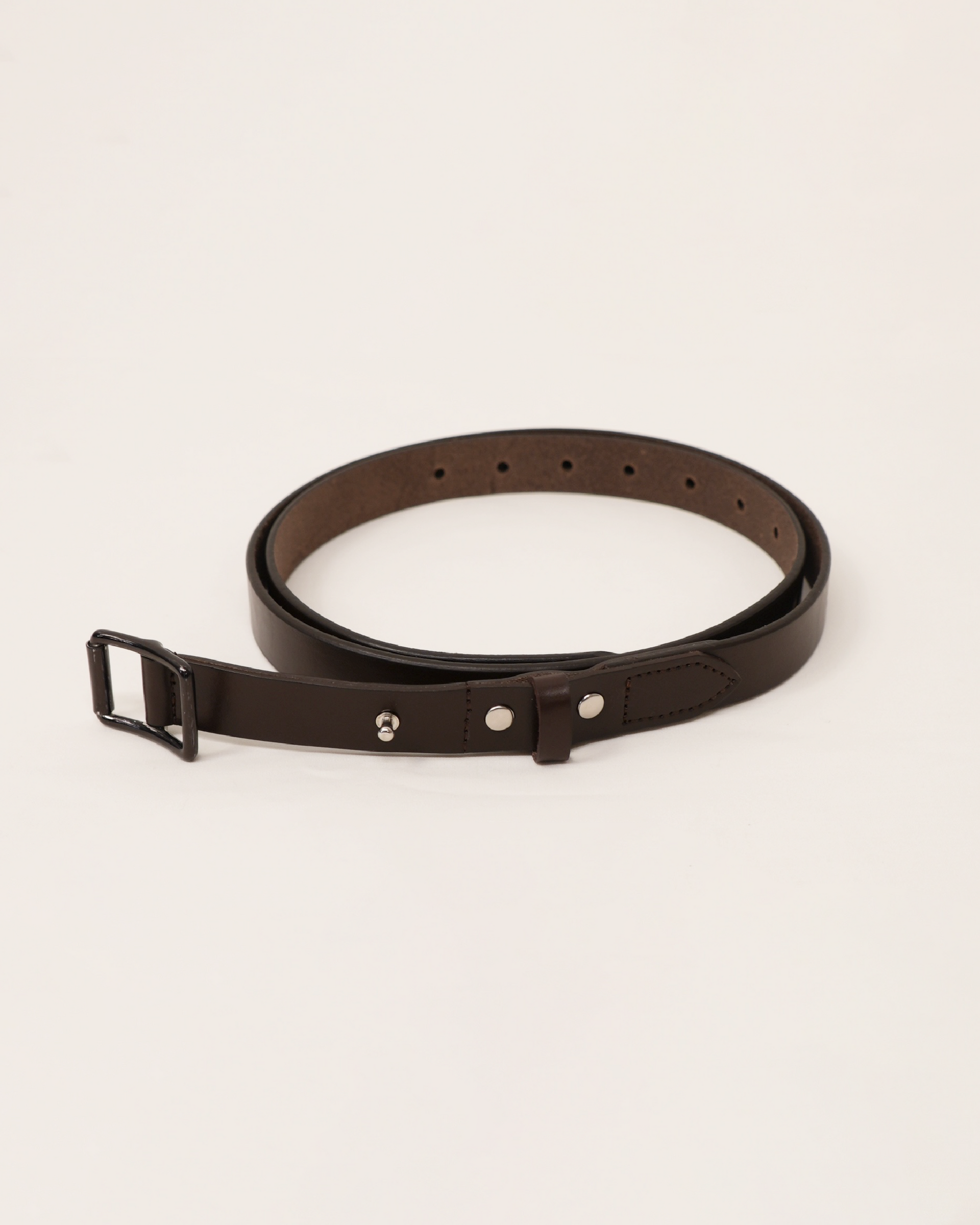 BUTTON STUD LEATHER BELT(BROWN) – ANCELLM
