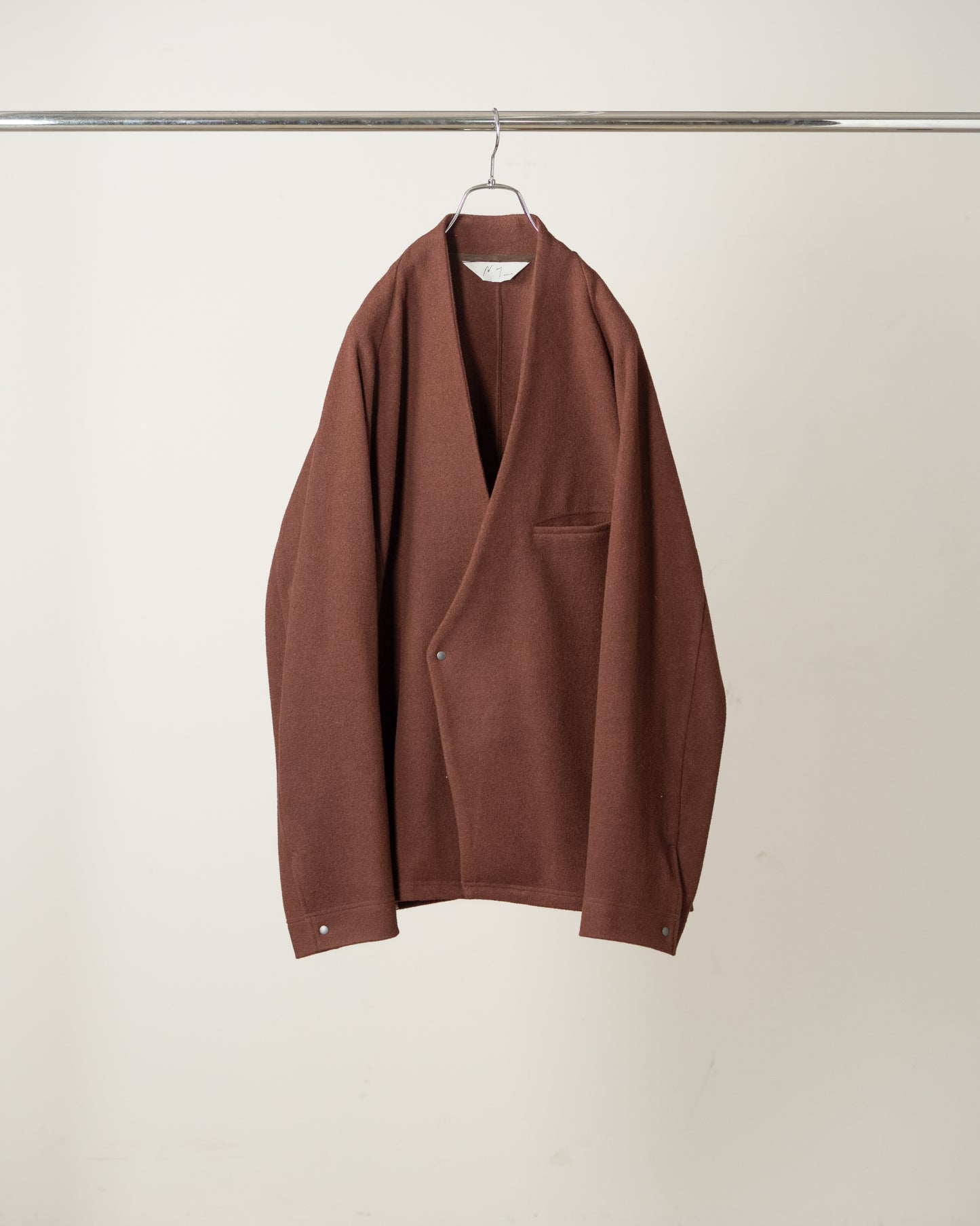 W/CA NO COLLAR DOUBLE JACKET(MARRON)
