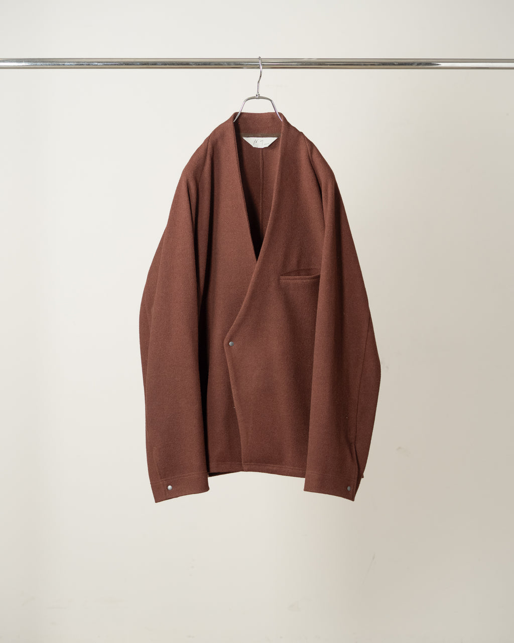 W/CA NO COLLAR DOUBLE JACKET(MARRON)