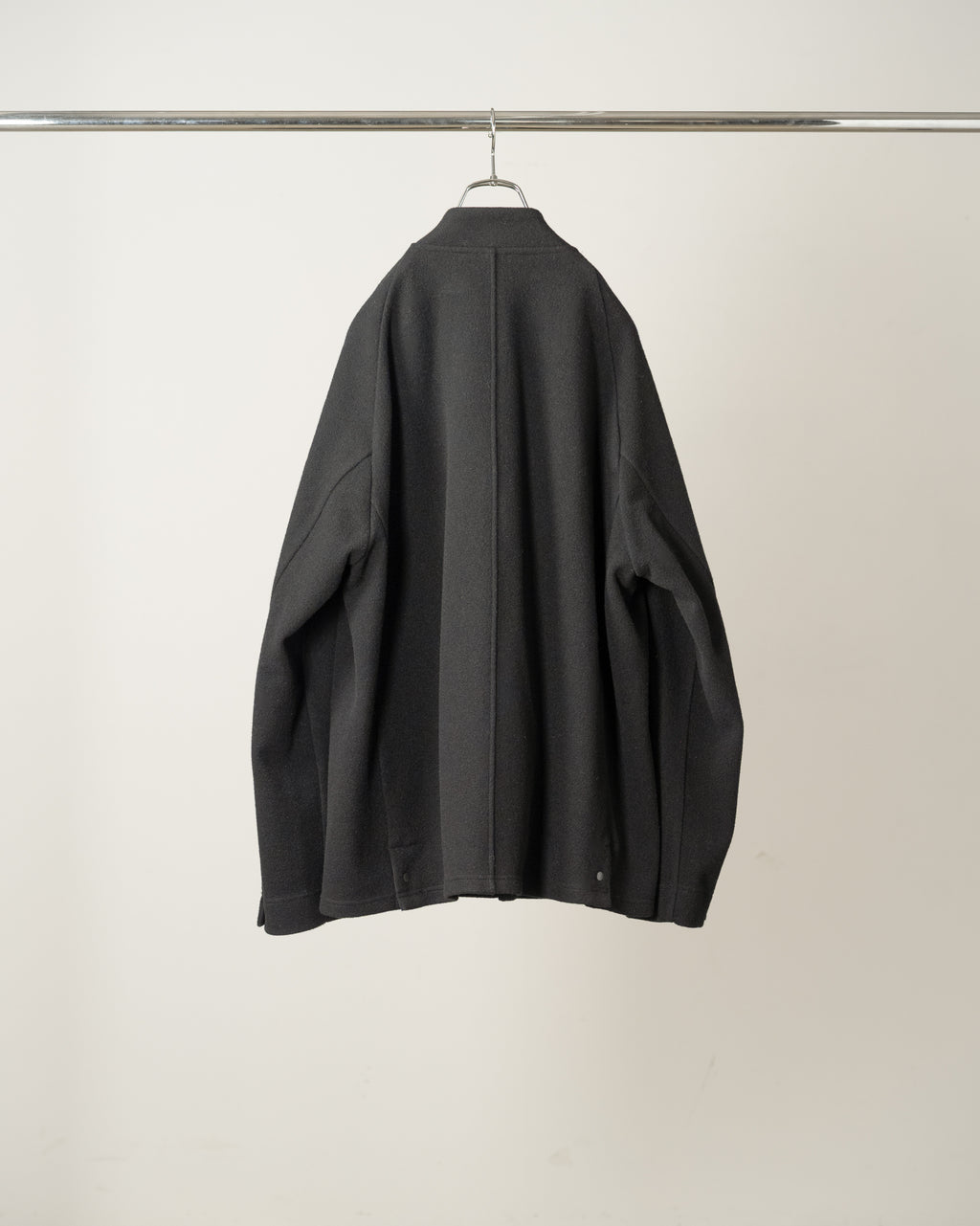 W/CA NO COLLAR DOUBLE JACKET(BLACK)