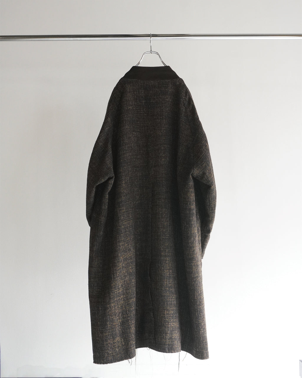 TWEED COLLARLESS COAT(BROWN)