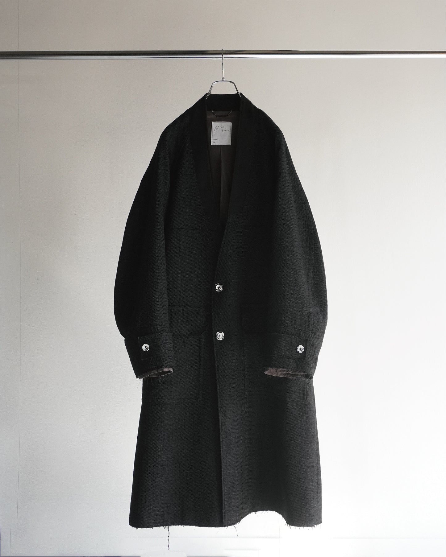 TWEED COLLARLESS COAT(BLACK)