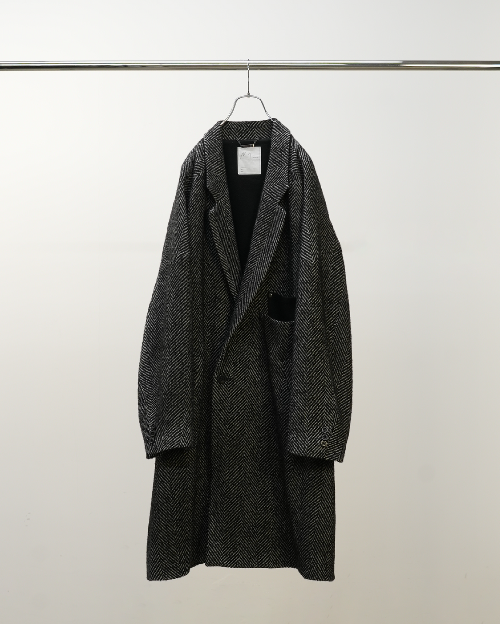 SEMI-DOUBLE CHESTER COAT(WHITE×BLACK)