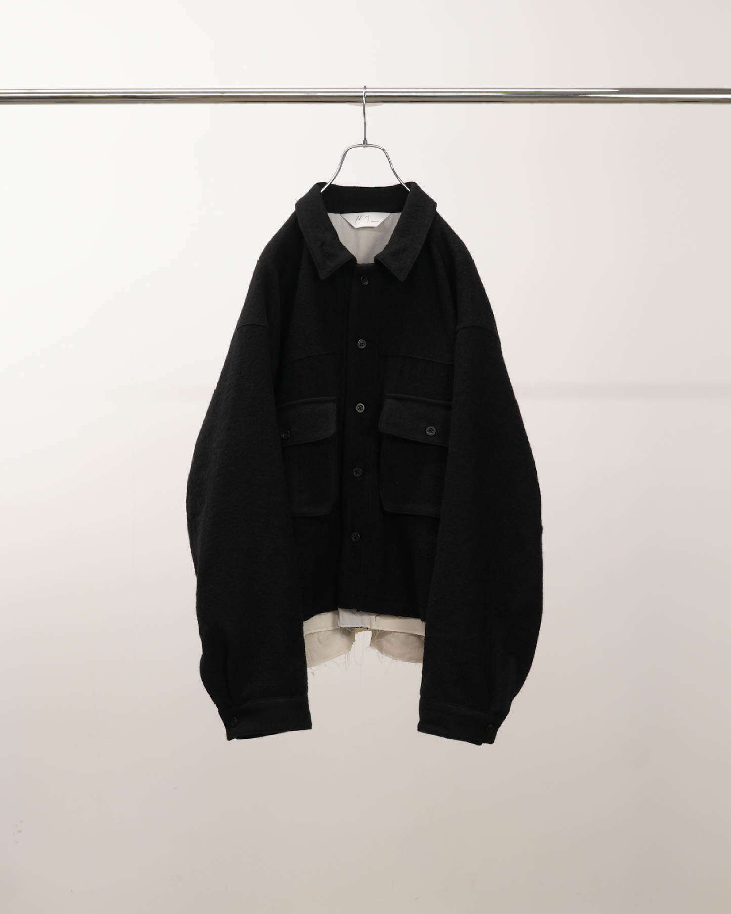 SHRINK WOOL LAYERING JACKET(BLACK) – ANCELLM SHRINK WOOL LAYERING JACKET(BLACK) – ANCELLM