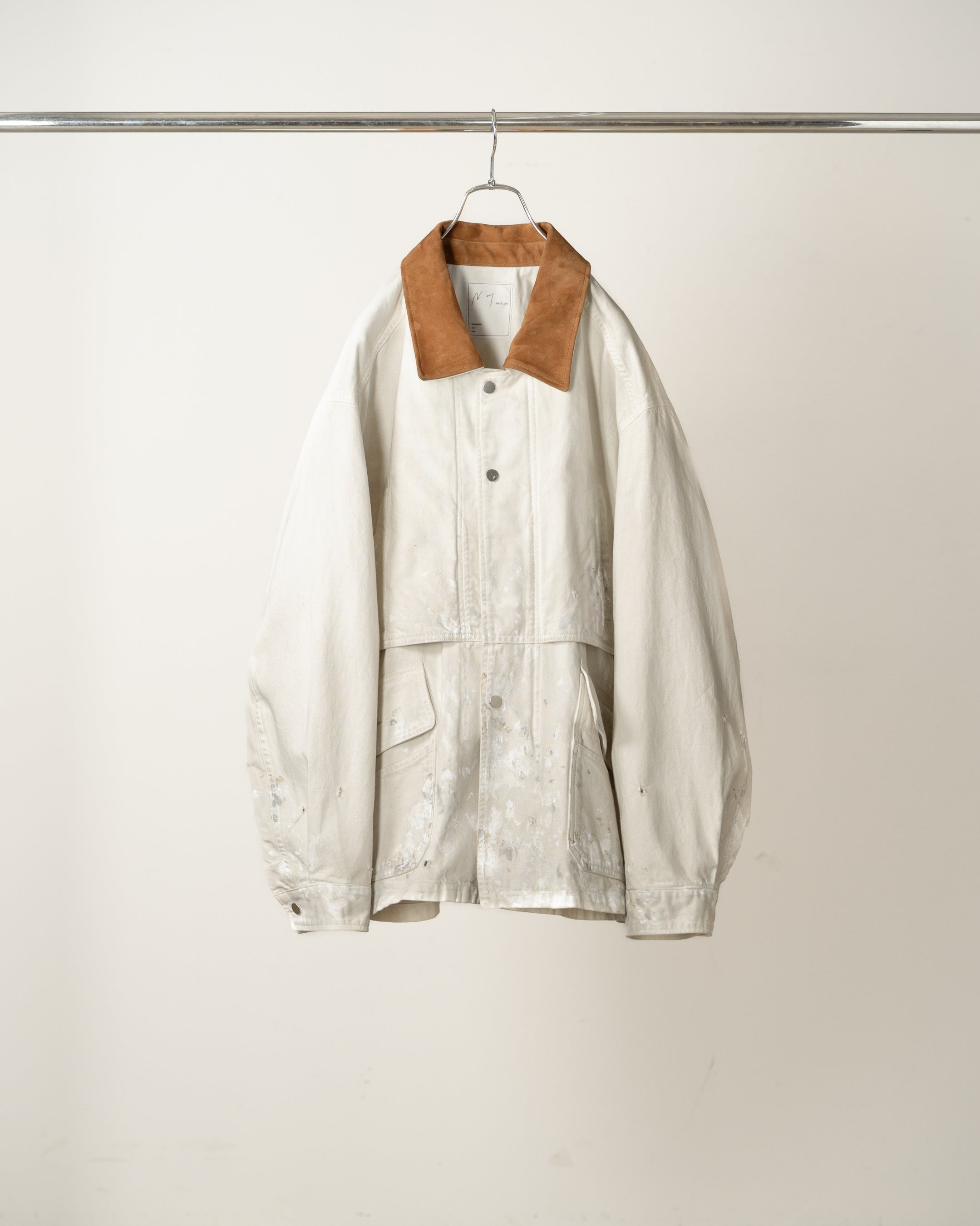AGING DENIM HALF JACKET(G.WHITE) – ANCELLM