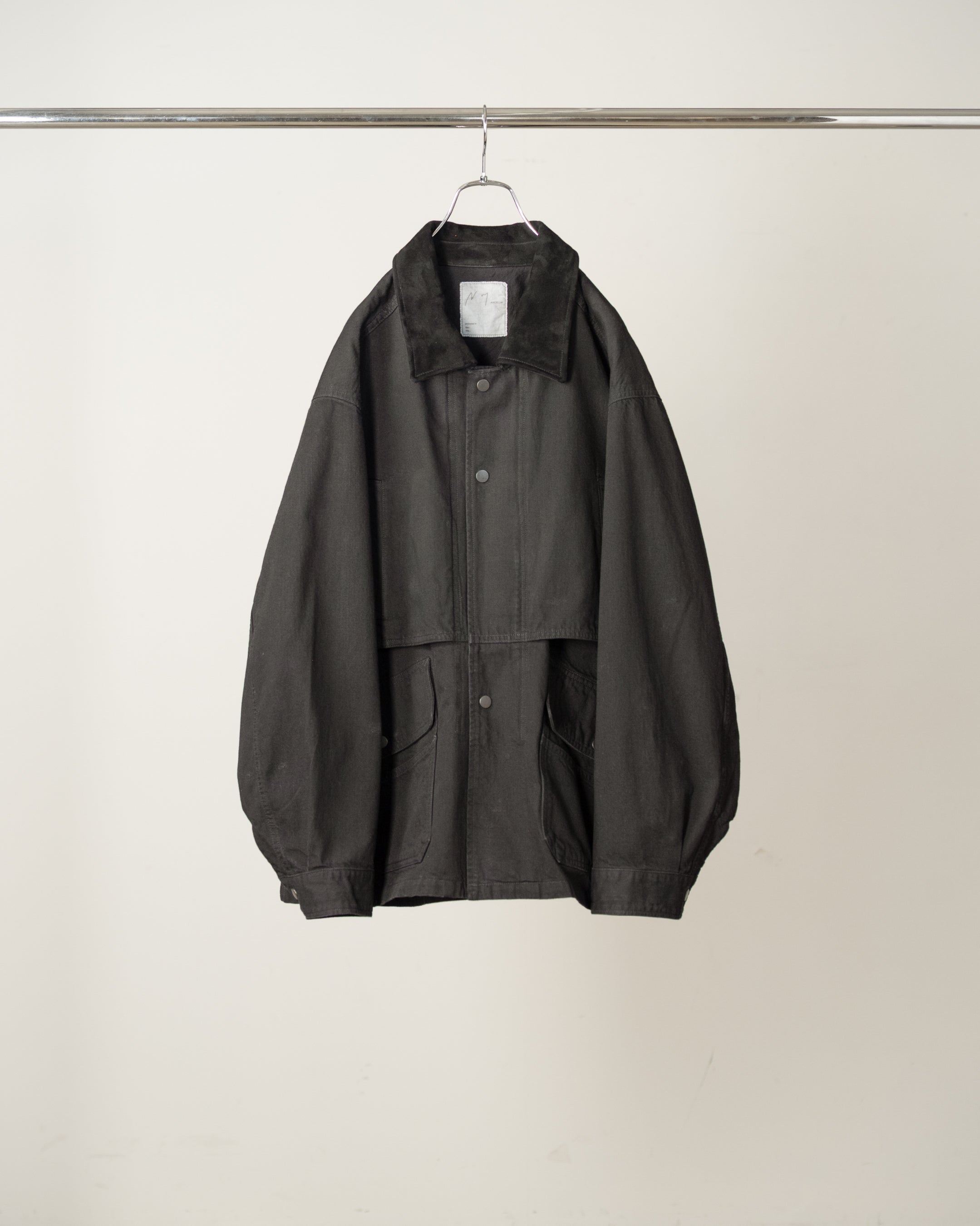 AGING DENIM HALF JACKET(BLACK) – ANCELLM