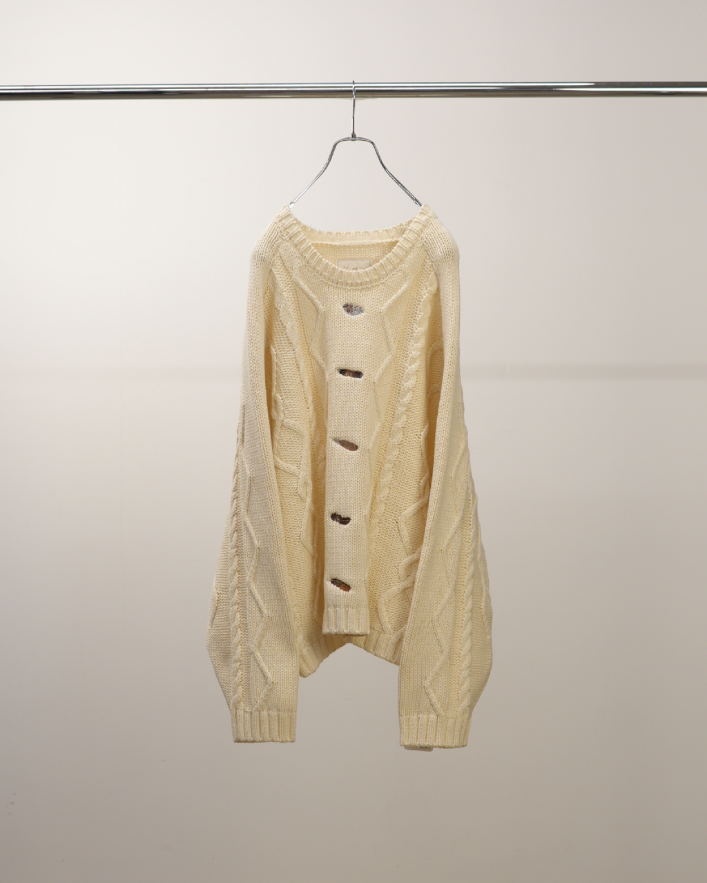 EMBROIDERY CABLE STITCH KNIT(OFF WHITE) – ANCELLM EMBROIDERY CABLE STITCH KNIT(OFF WHITE) – ANCELLM