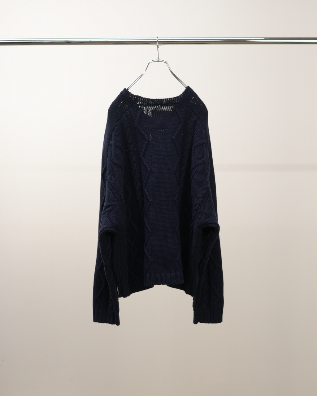 EMBROIDERY CABLE STITCH KNIT(NAVY) – ANCELLM EMBROIDERY CABLE STITCH KNIT(NAVY) – ANCELLM