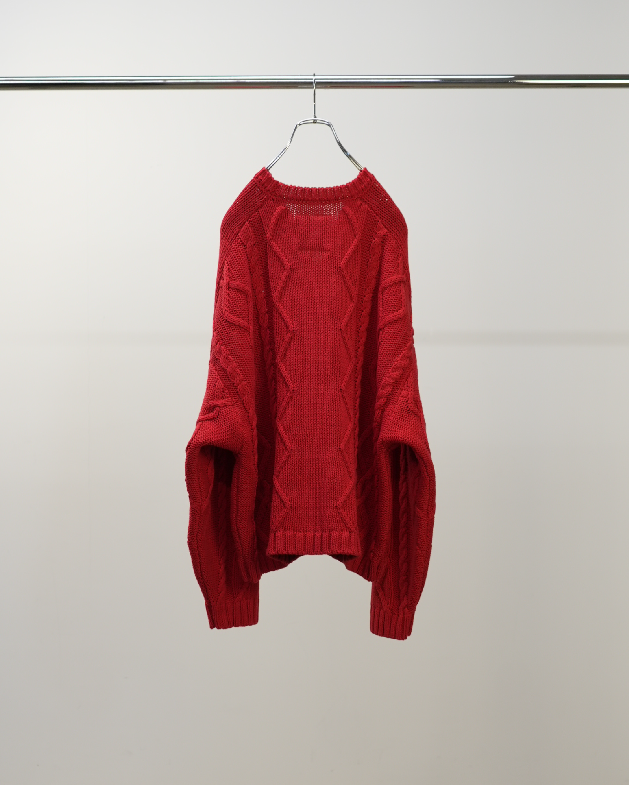 CABLE トリートユアセルフ big cable knit red STICH KNIT(RED 