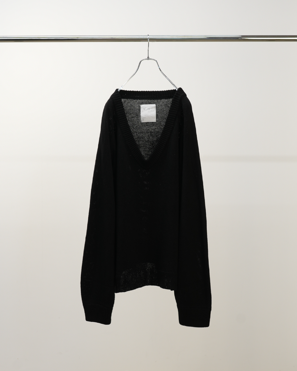 W/Si/Ca 18G V Neck Knit ASH BLACK 黒 長袖 W/Si/Ca 18G V Neck Knit W/Si/Ca 18G V Neck Knit ASH BLACK 黒 長袖 W/Si/Ca 18G V Neck Knit