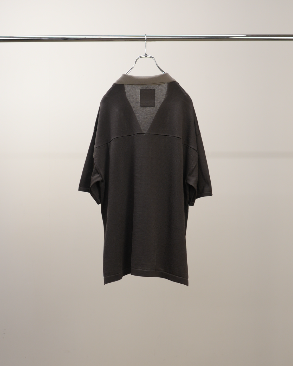 OPEN COLLAR KNIT S/S SHIRT(CHARCOAL) – ANCELLM OPEN COLLAR KNIT S/S SHIRT(CHARCOAL) – ANCELLM