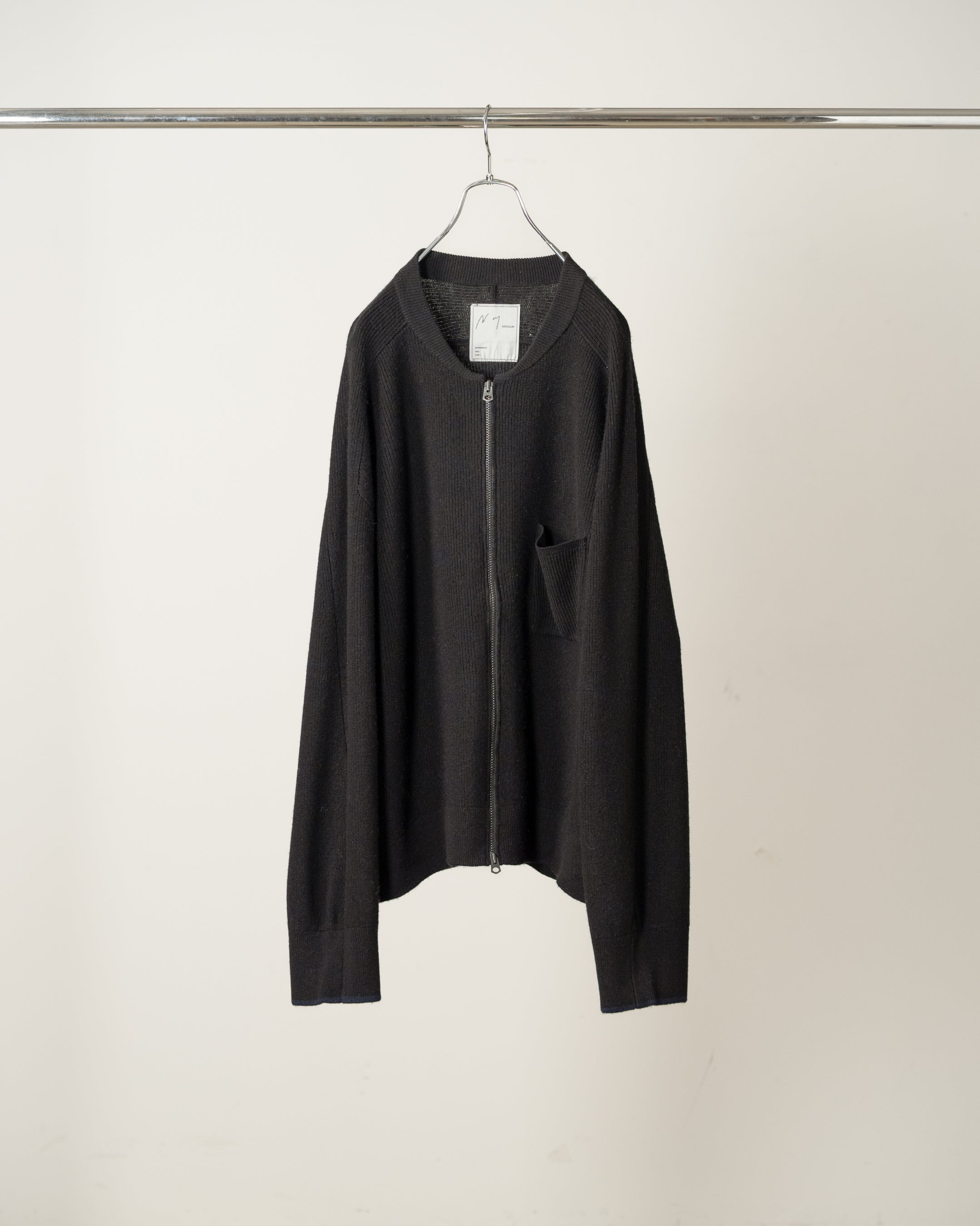 ジャケット・アウター ANCELLM Shaggy Fullzip Cardigan FULL ZIPPED KNIT CARDIGAN(BLACK) – ANCELLM