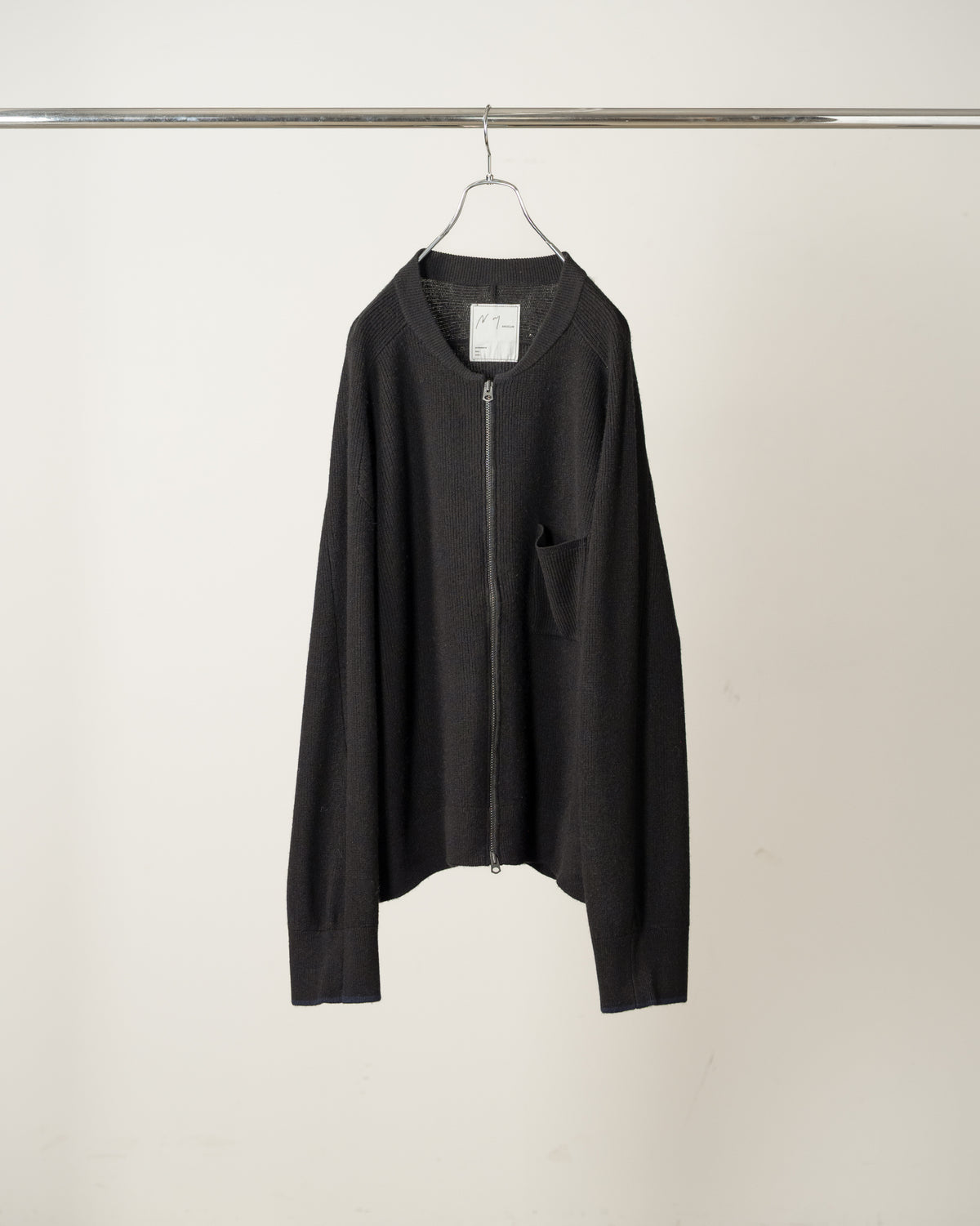 FULL ZIPPED KNIT CARDIGAN(BLACK)
