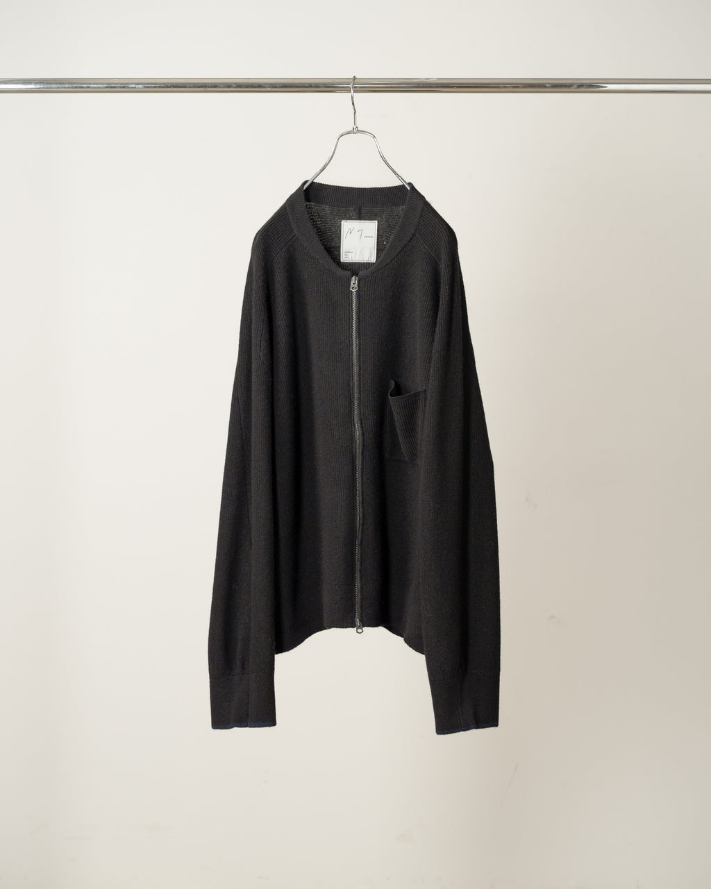 FULL ZIPPED KNIT CARDIGAN(BLACK)