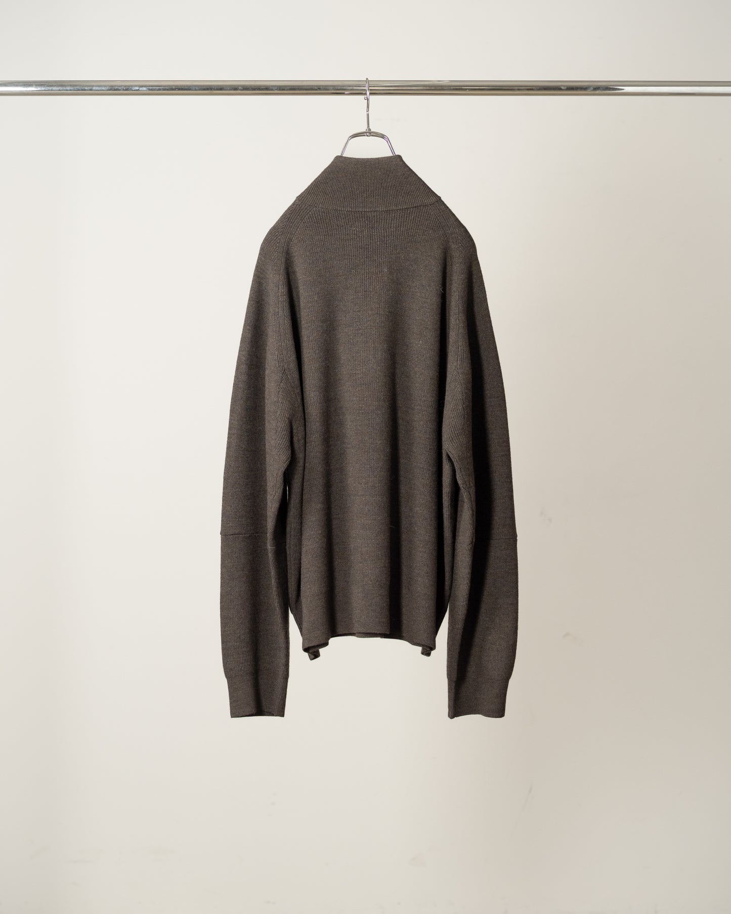 120'S WOOL HALF ZIP KNIT(MARRON)