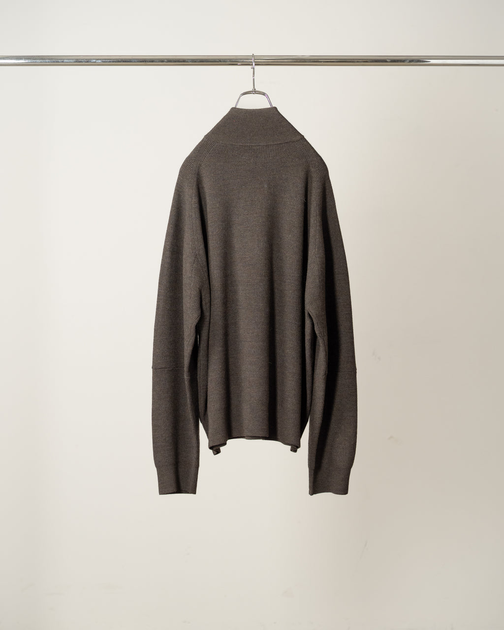 120'S WOOL HALF ZIP KNIT(MARRON)
