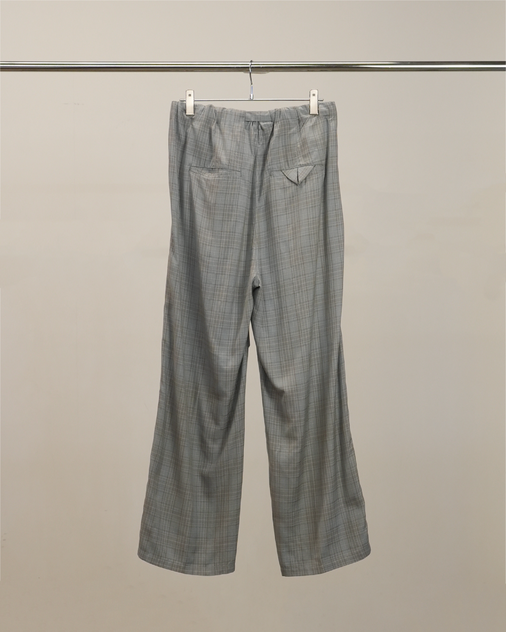 AGING CHECK BELT-LESS SLACKS(BLUE)