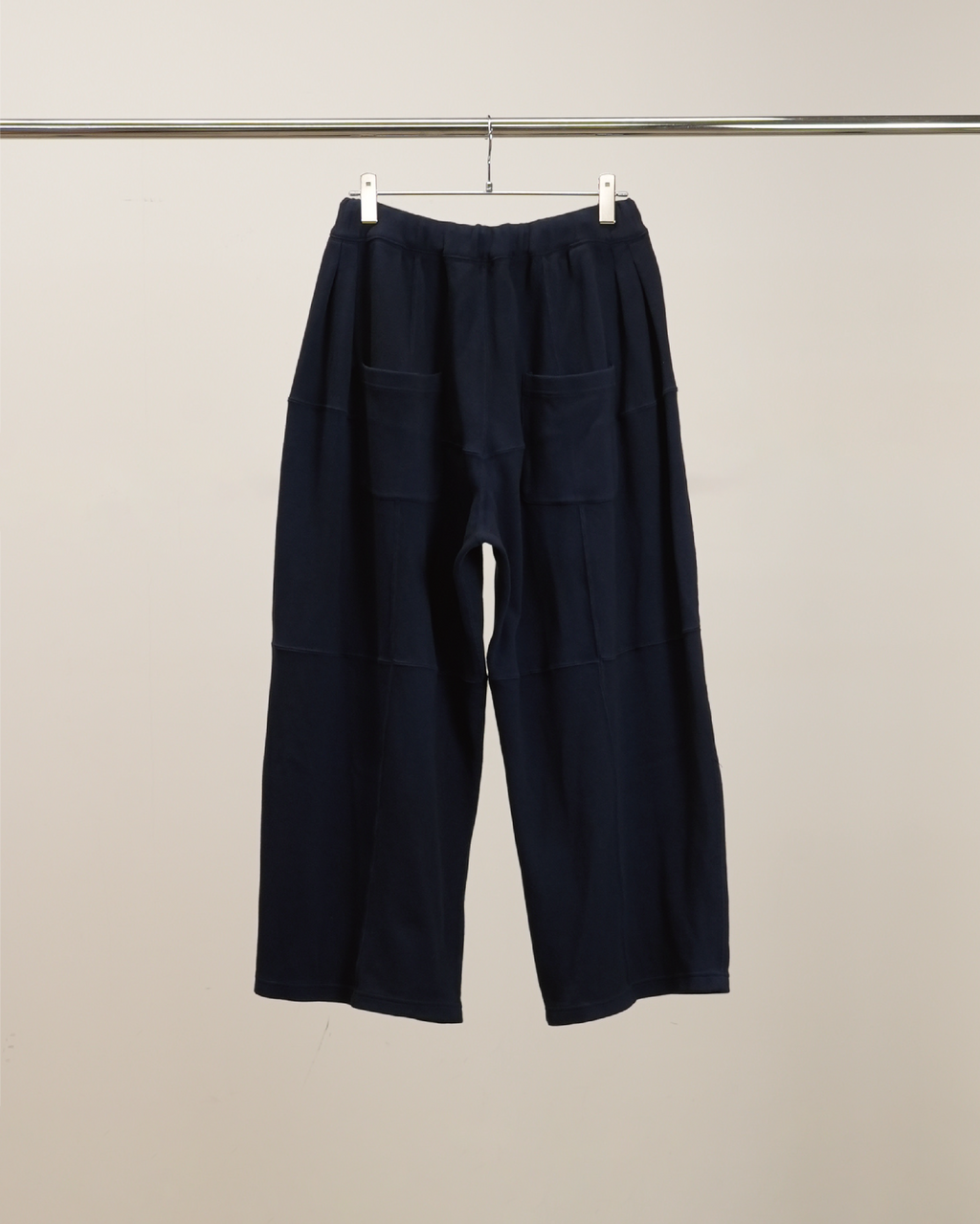 SMOOTH PANEL WIDE SLACKS(NAVY)