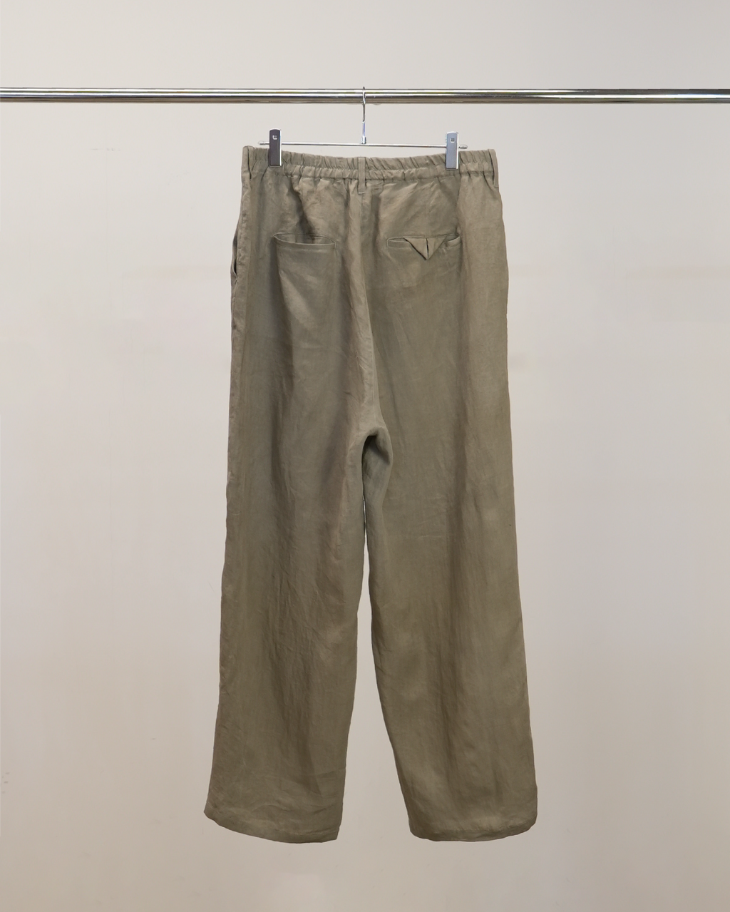 100/S LINEN TUCK SLACKS(KHAKIBEIGE)
