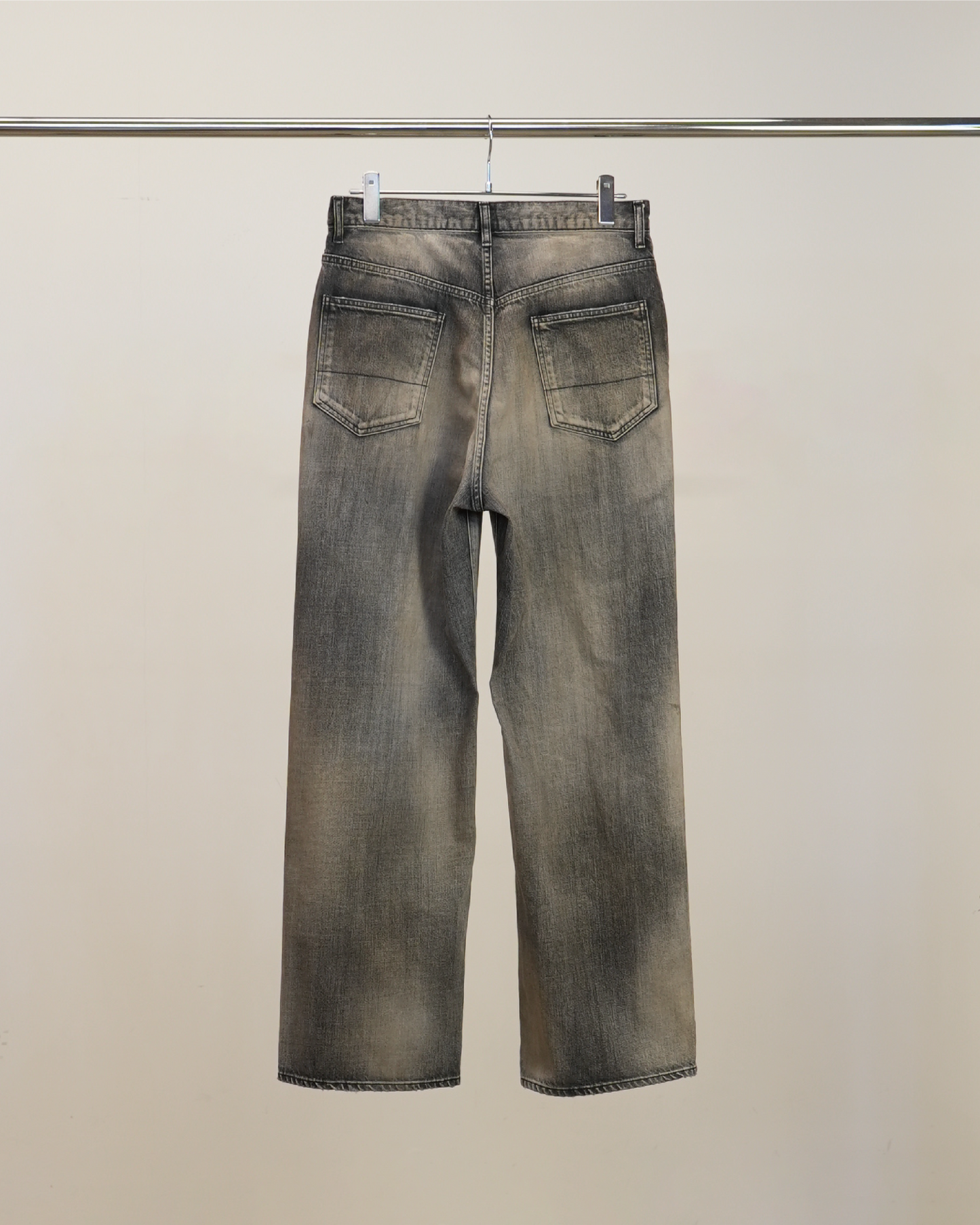 CRASH MIDDLE STRAIGHT 5P DENIM PANTS(BLACK)
