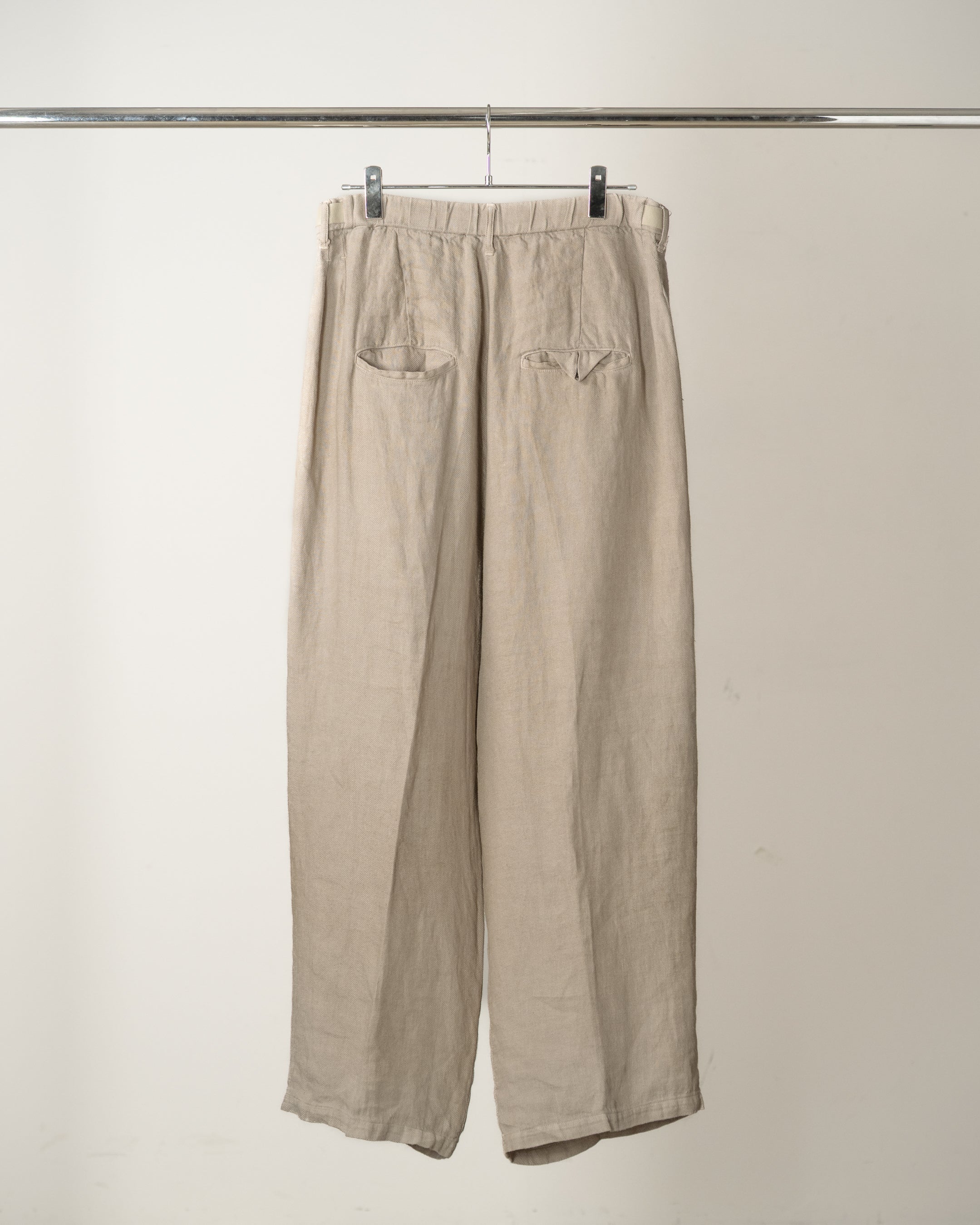 パンツ ANCELLM 26F/W BELTED LINEN TUCK SLACKS BELTED LINEN TUCK SLACKS(BEIGE) – ANCELLM