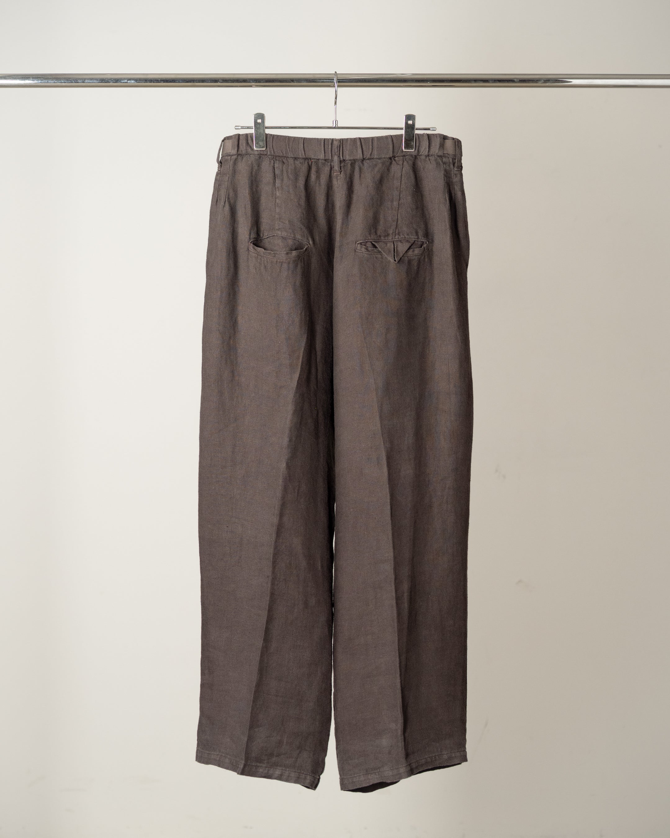 ANCELLM BELTED LINEN TUCK SLACKS 2 ブラウン BELTED LINEN TUCK SLACKS(BROWN) – ANCELLM