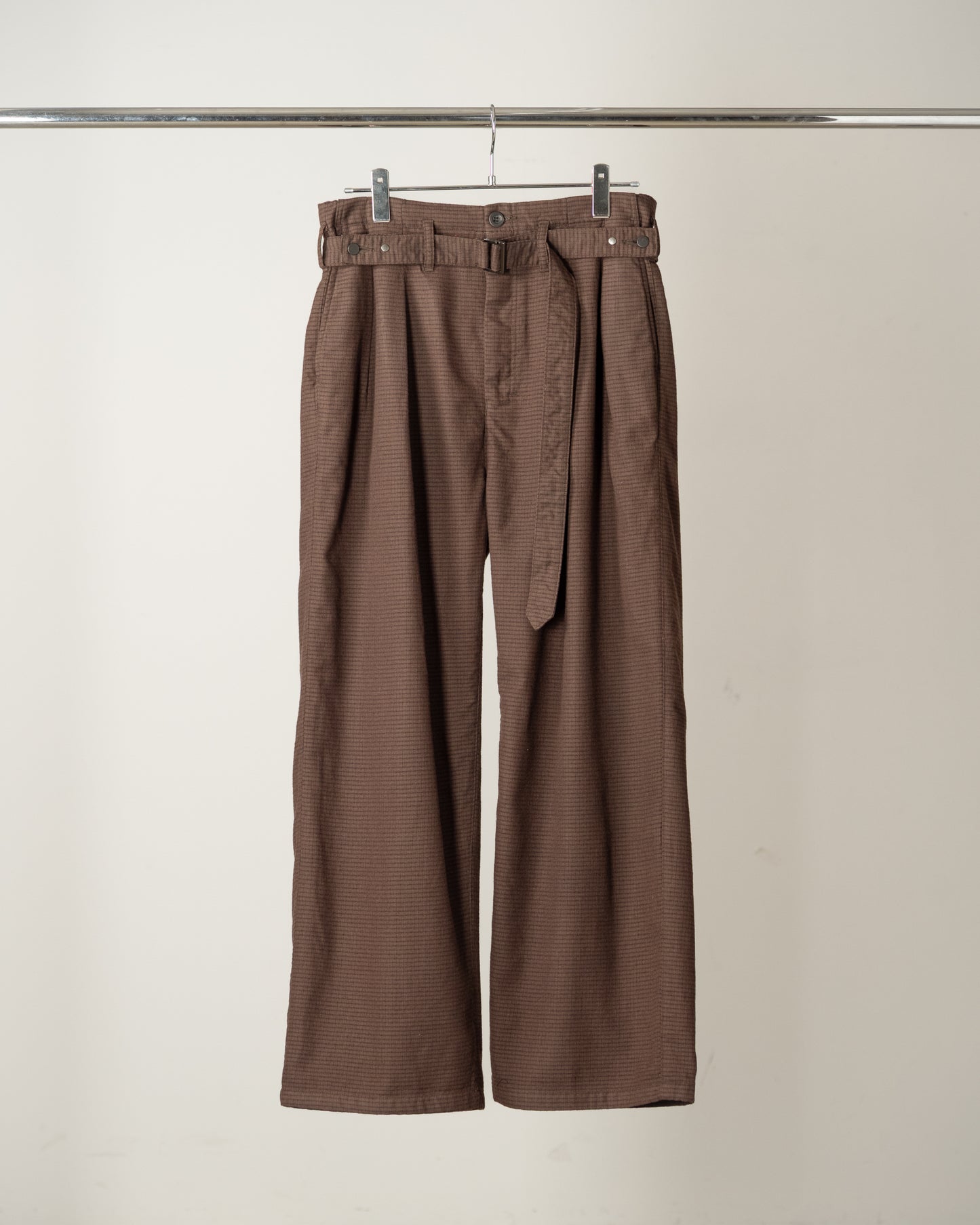 WOOL BELTED WIDE SLACKS(GRAPH CHECK)