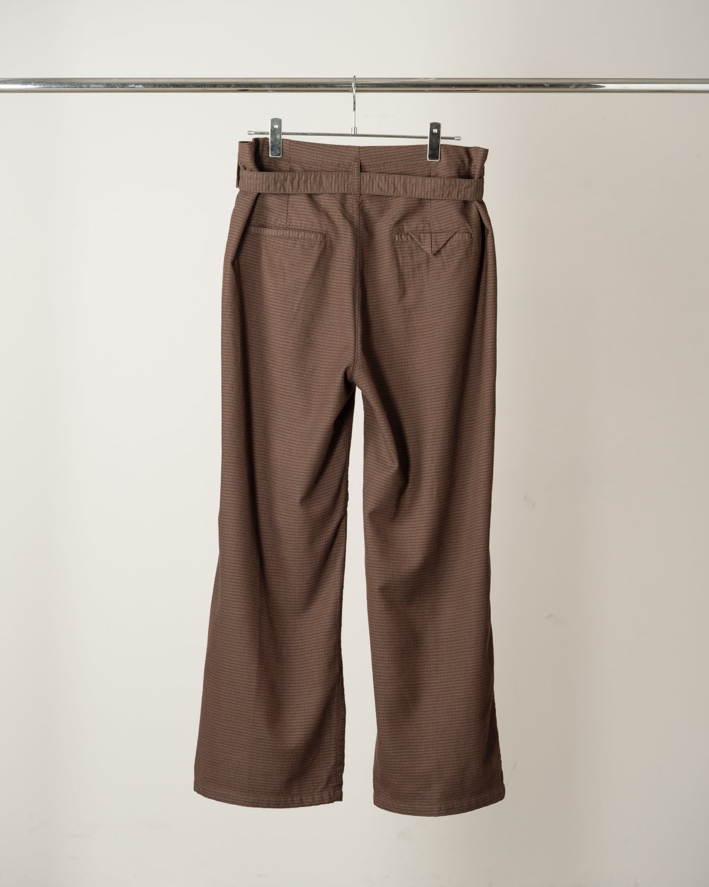 WOOL BELTED WIDE SLACKS(GRAPH CHECK)