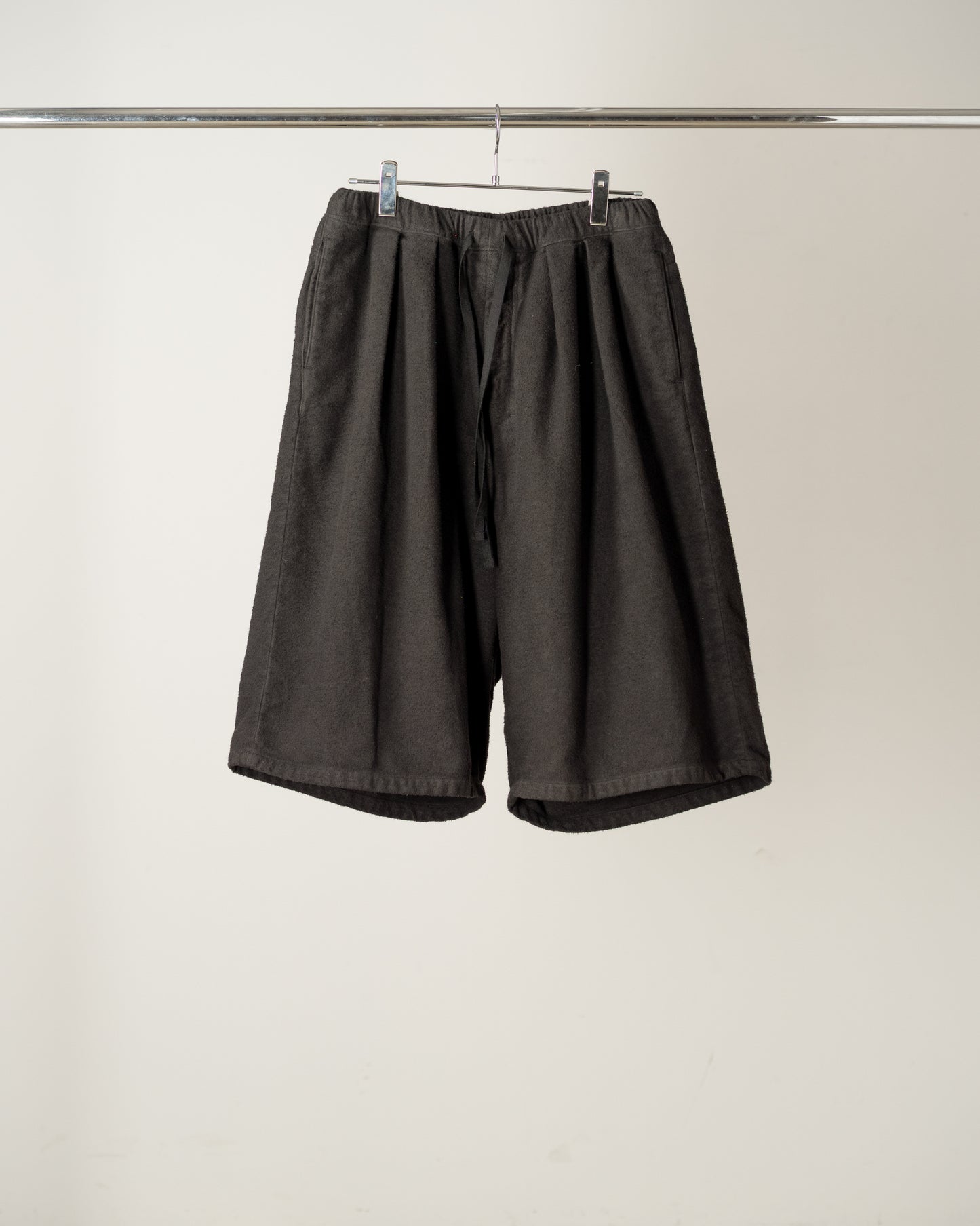 BRUSHED COTTON WIDE CROPPED PANTS(BLACK)