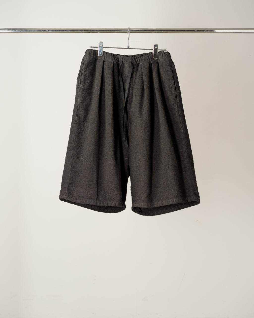 BRUSHED COTTON WIDE CROPPED PANTS(BLACK)
