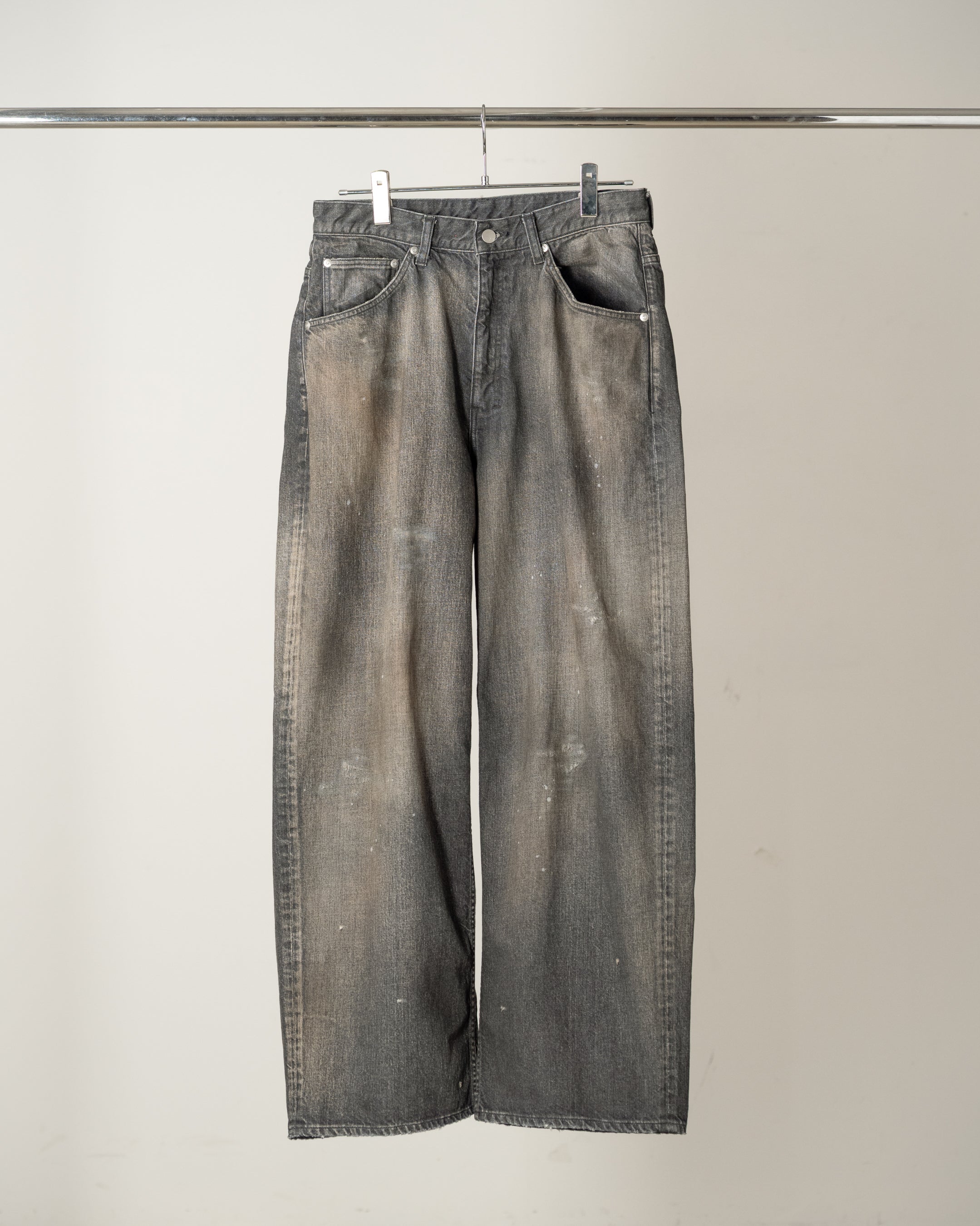 STRAIGHT WIDE DENIM PANTS(BLACK) – ANCELLM
