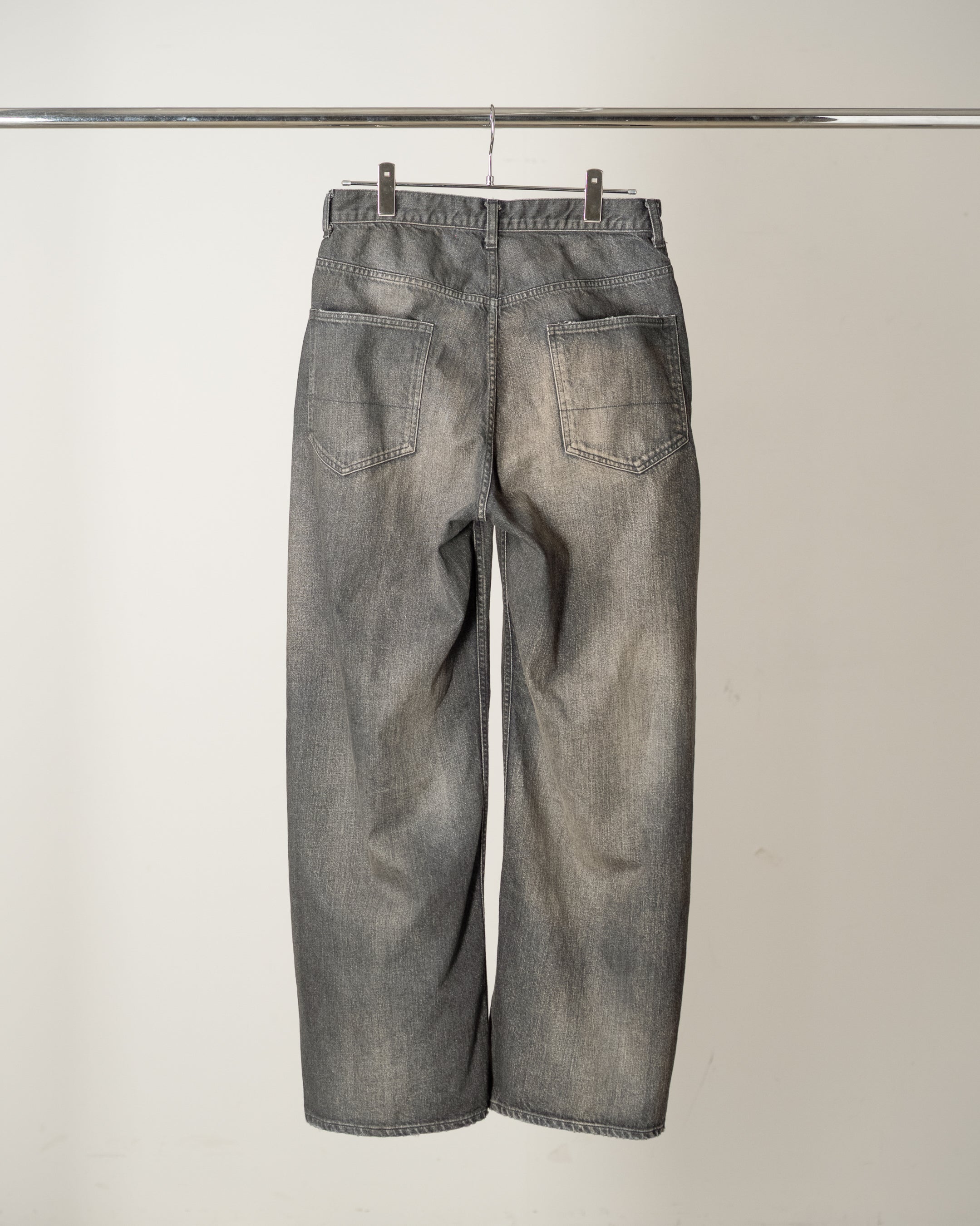 STRAIGHT WIDE DENIM PANTS(BLACK) – ANCELLM