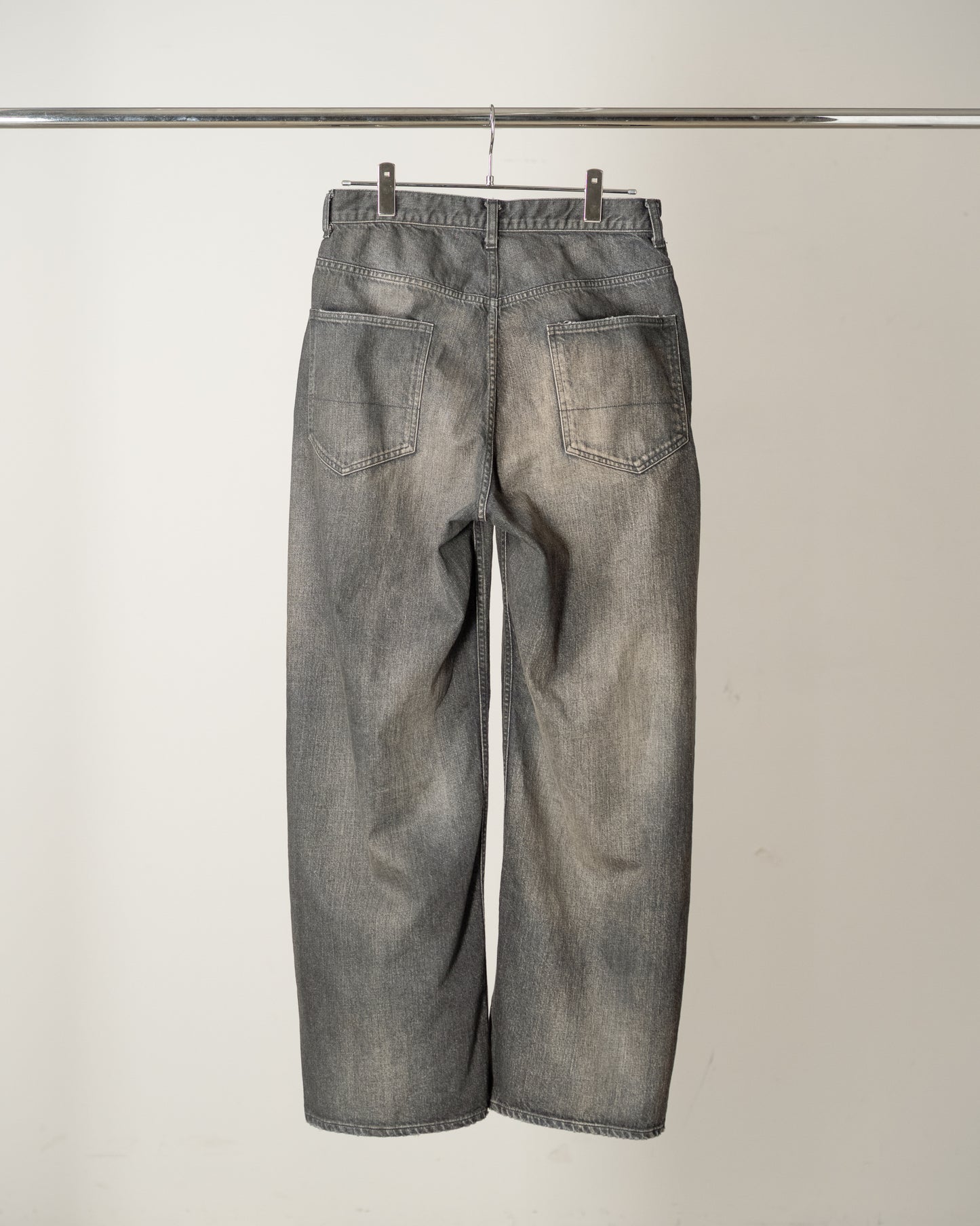 STRAIGHT WIDE DENIM PANTS(BLACK)