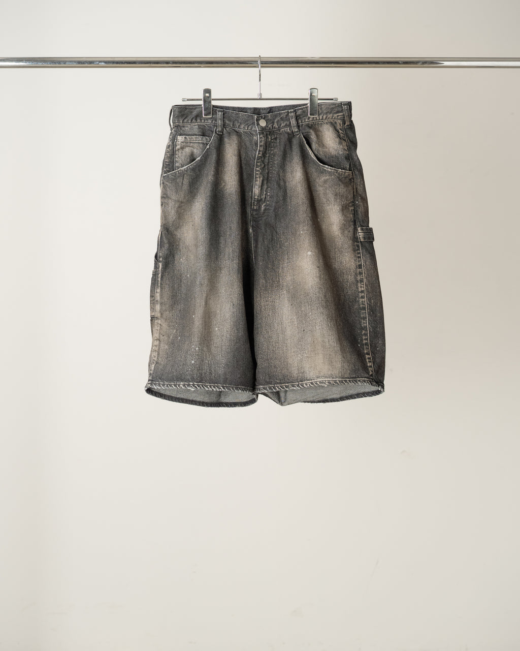DENIM PAINTER SHORTS(BLACK)