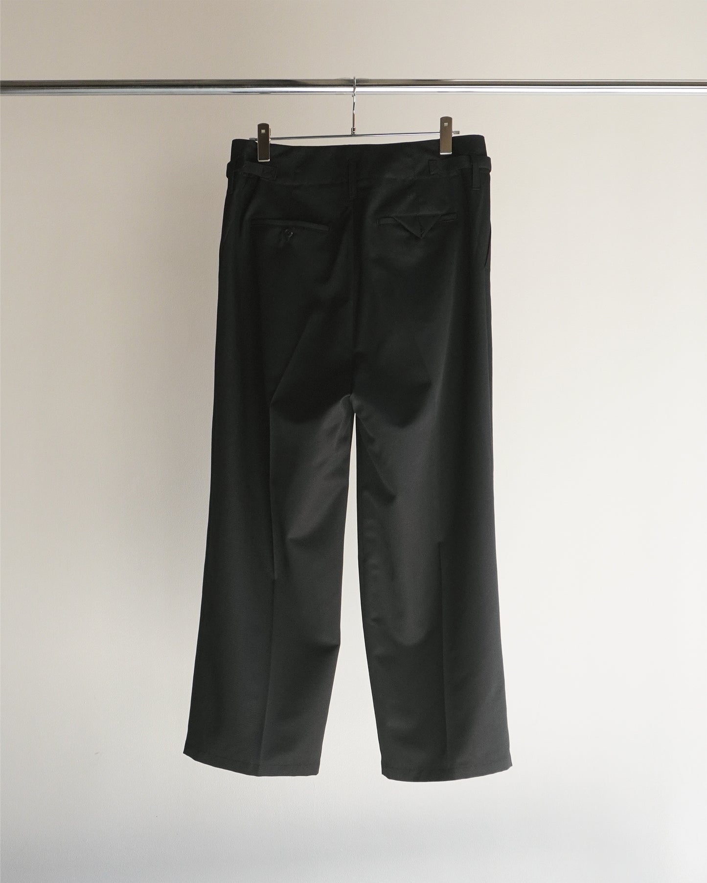 WOOL DAMAGE WIDE SLACKS(BLACK)