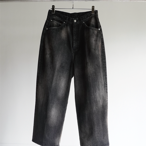 AGING WIDE DENIM PANTS(BLACK) – ANCELLM