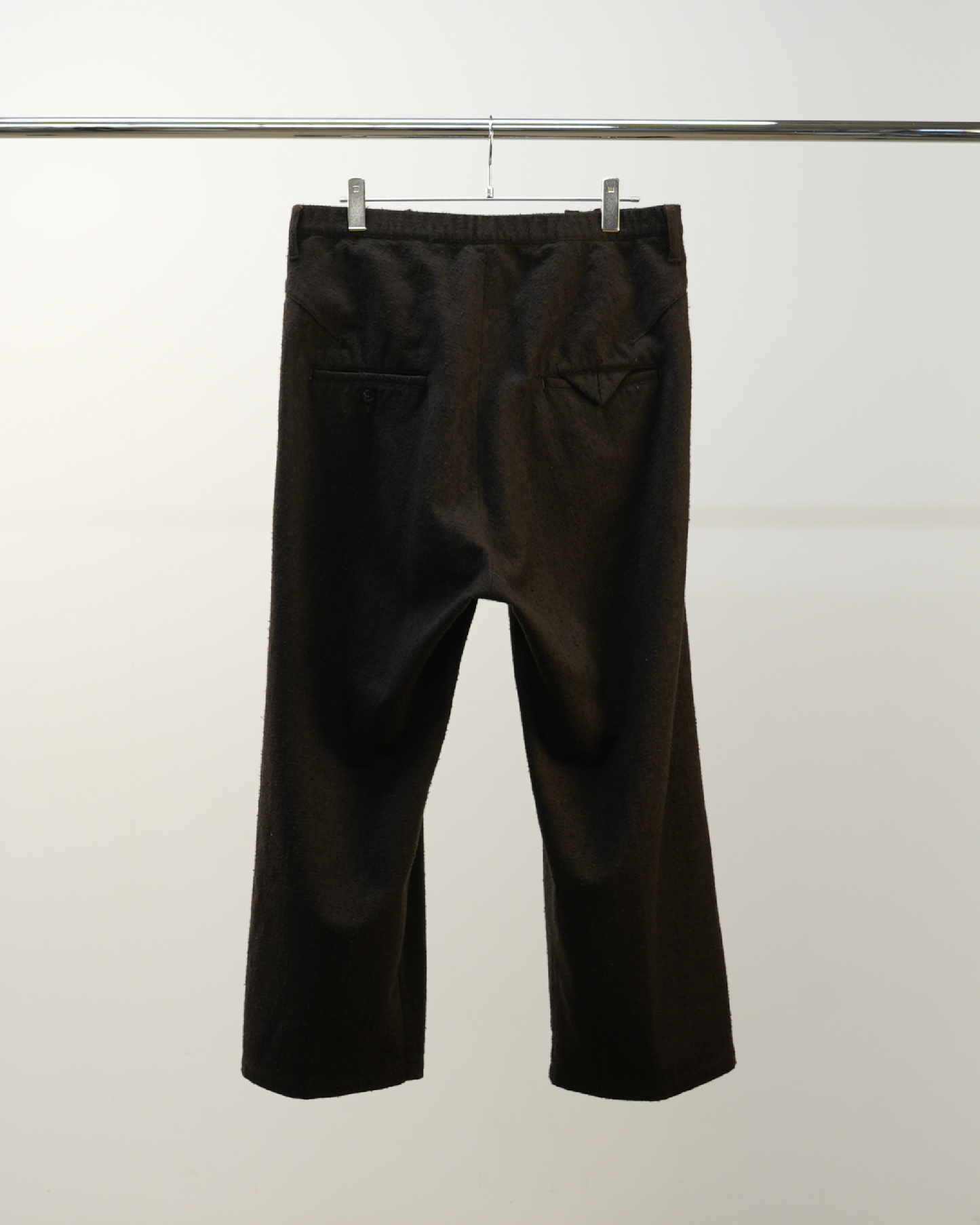 WOOL BELTED WIDE SLACKS(BROWN)