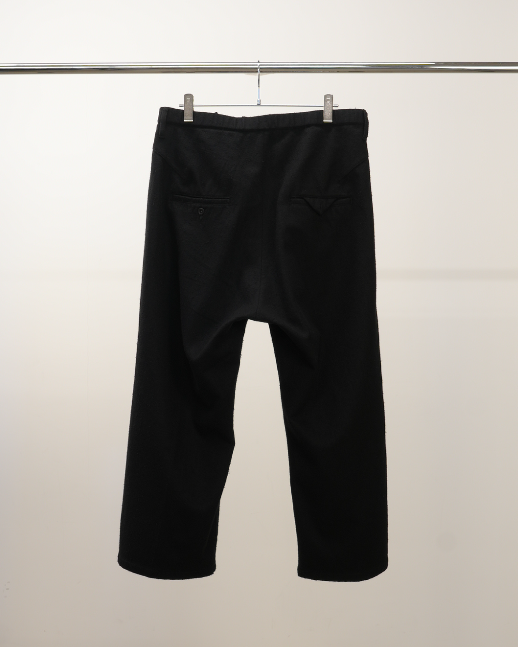 WOOL BELTED WIDE SLACKS(BLACK)
