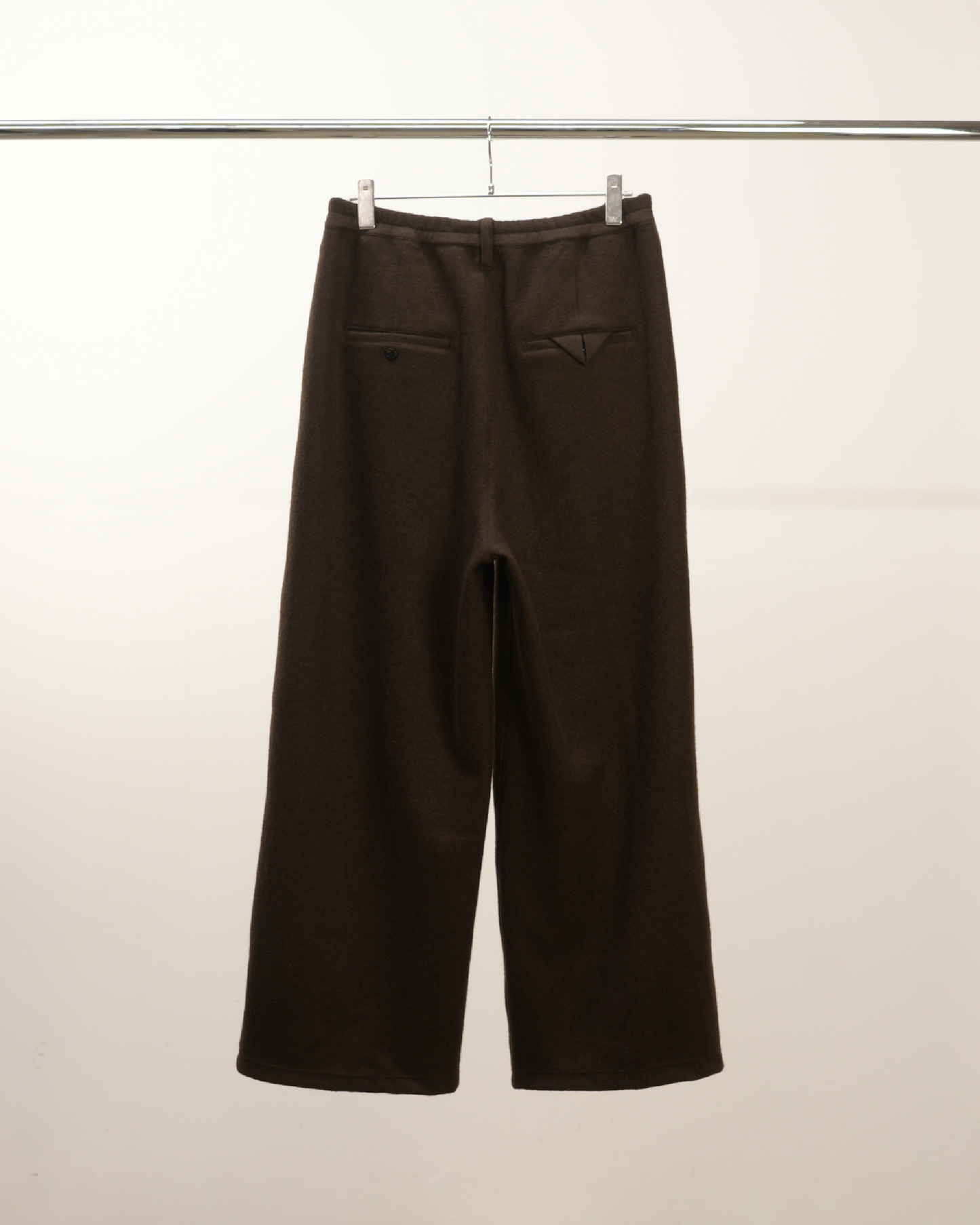WOOL WIDE EASY TUCK SLACKS(D.BROWN)