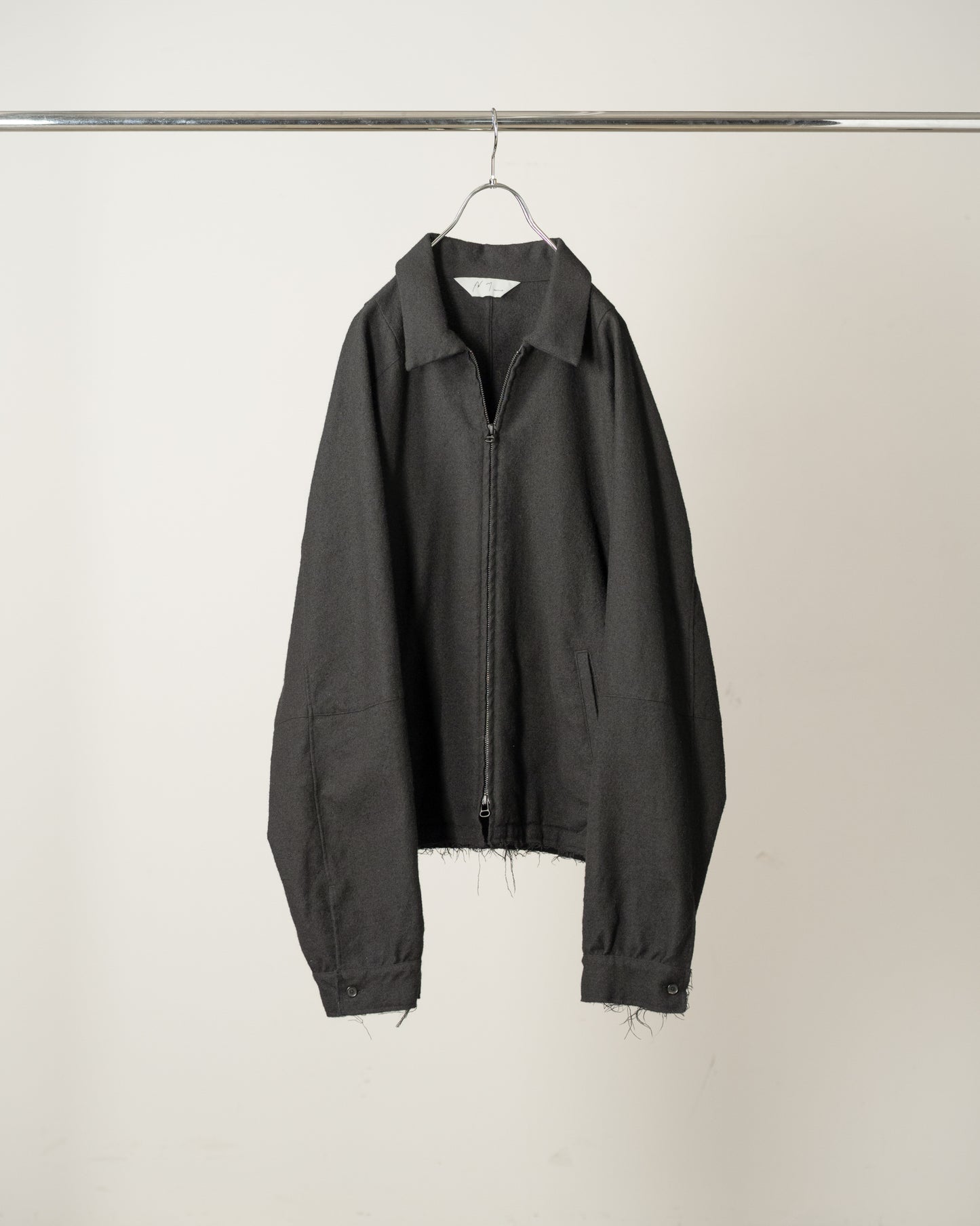 SHRINK WOOL ZIP-UP SHIRT JACKET(BLACK)