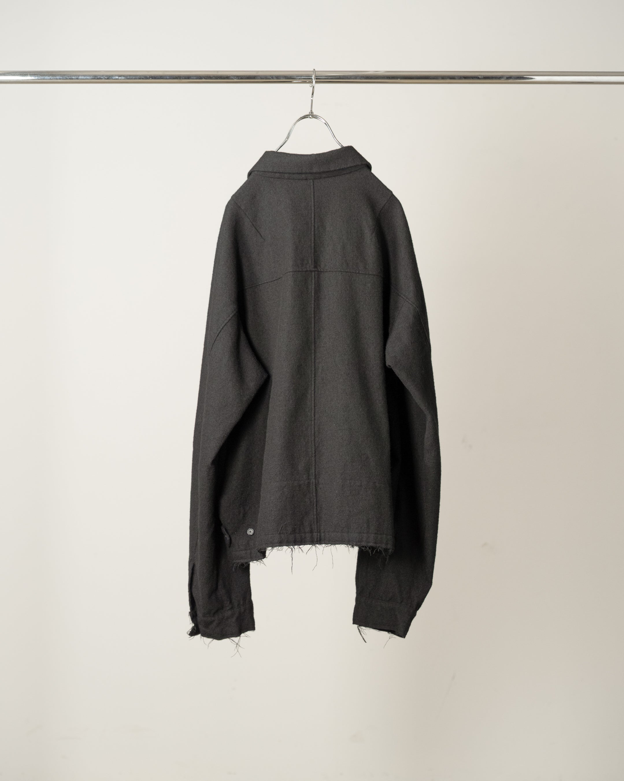 新品同様品 カトルセ ジップアップ ウールジャケット ブラック 0 SHRINK WOOL ZIP-UP SHIRT JACKET(BLACK) – ANCELLM