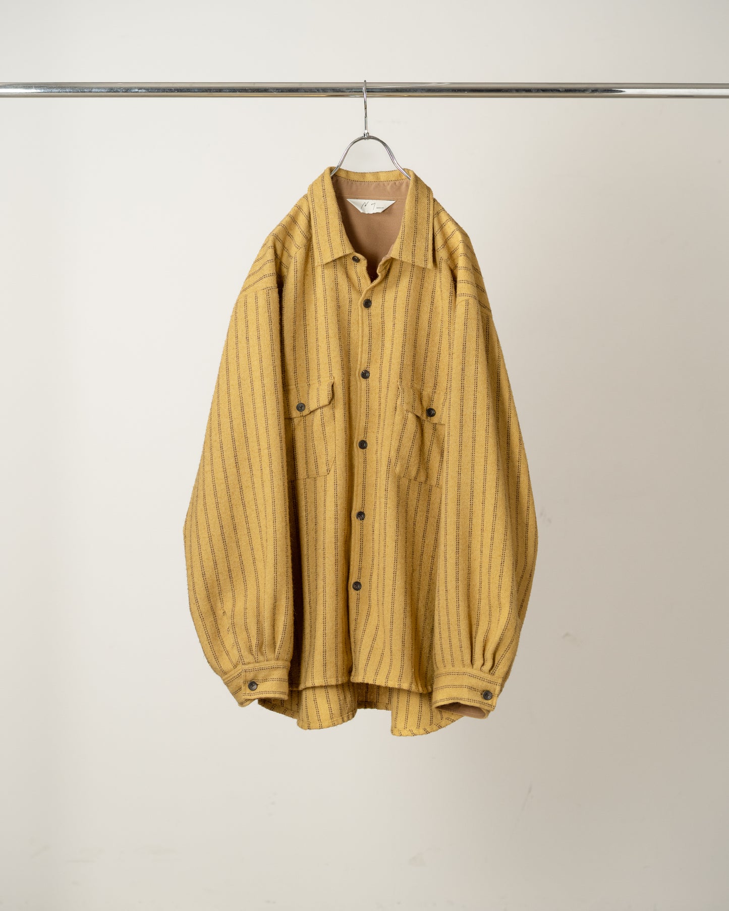 STRIPE BOXY WORK SHIRT(MUSTARD)