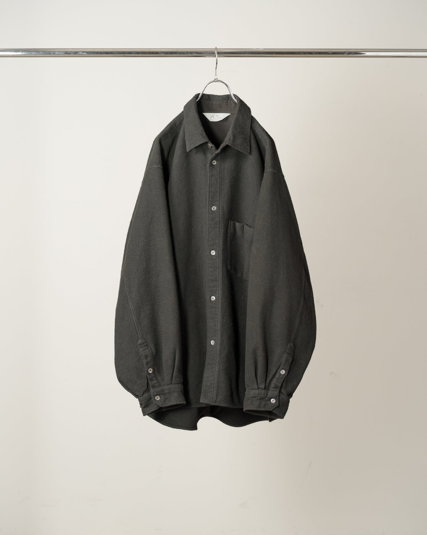 BRUSHED COTTON OVER SHIRT(BLACK)
