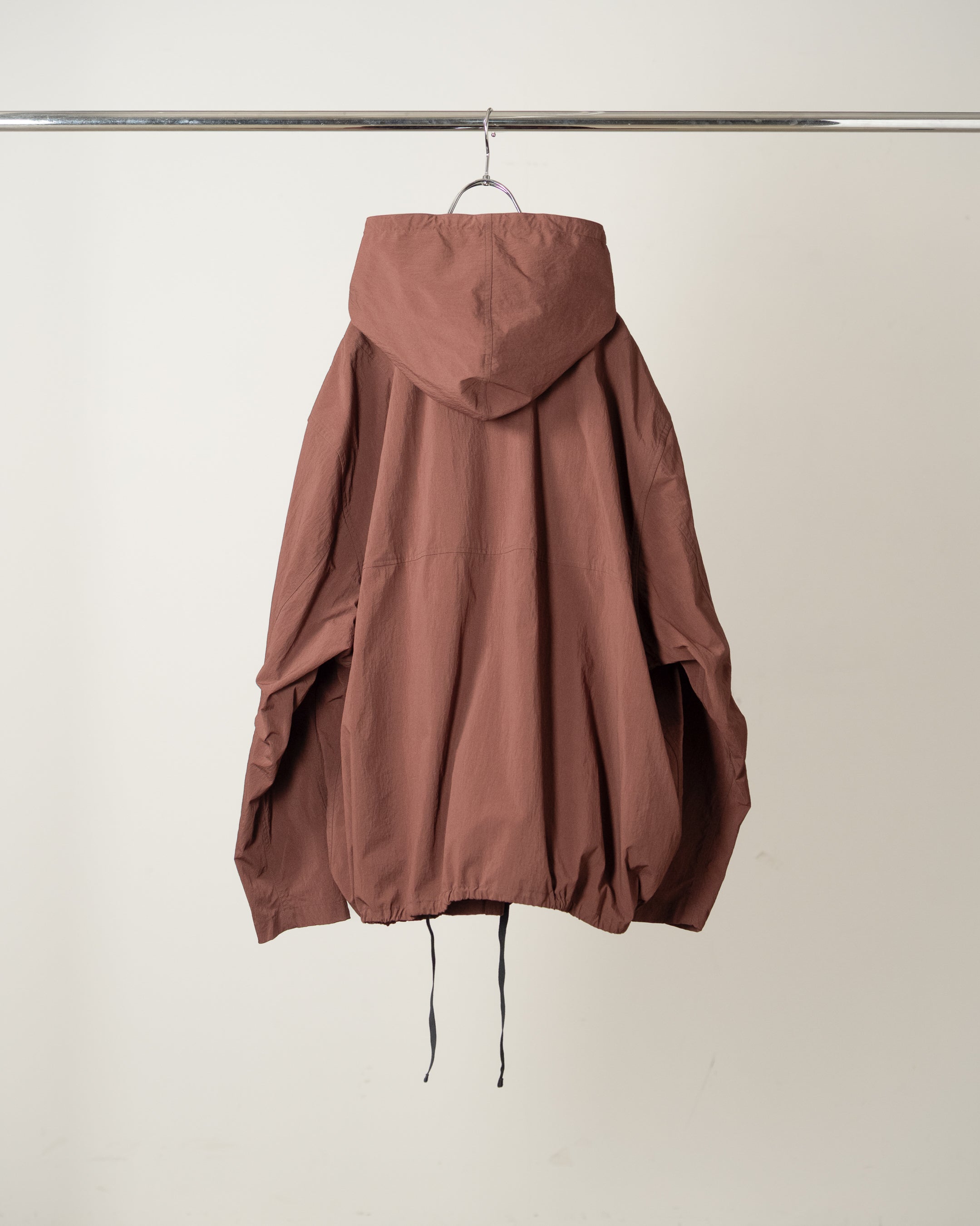 WRINKLED NYLON OVER HOODIE(MARRON) – ANCELLM