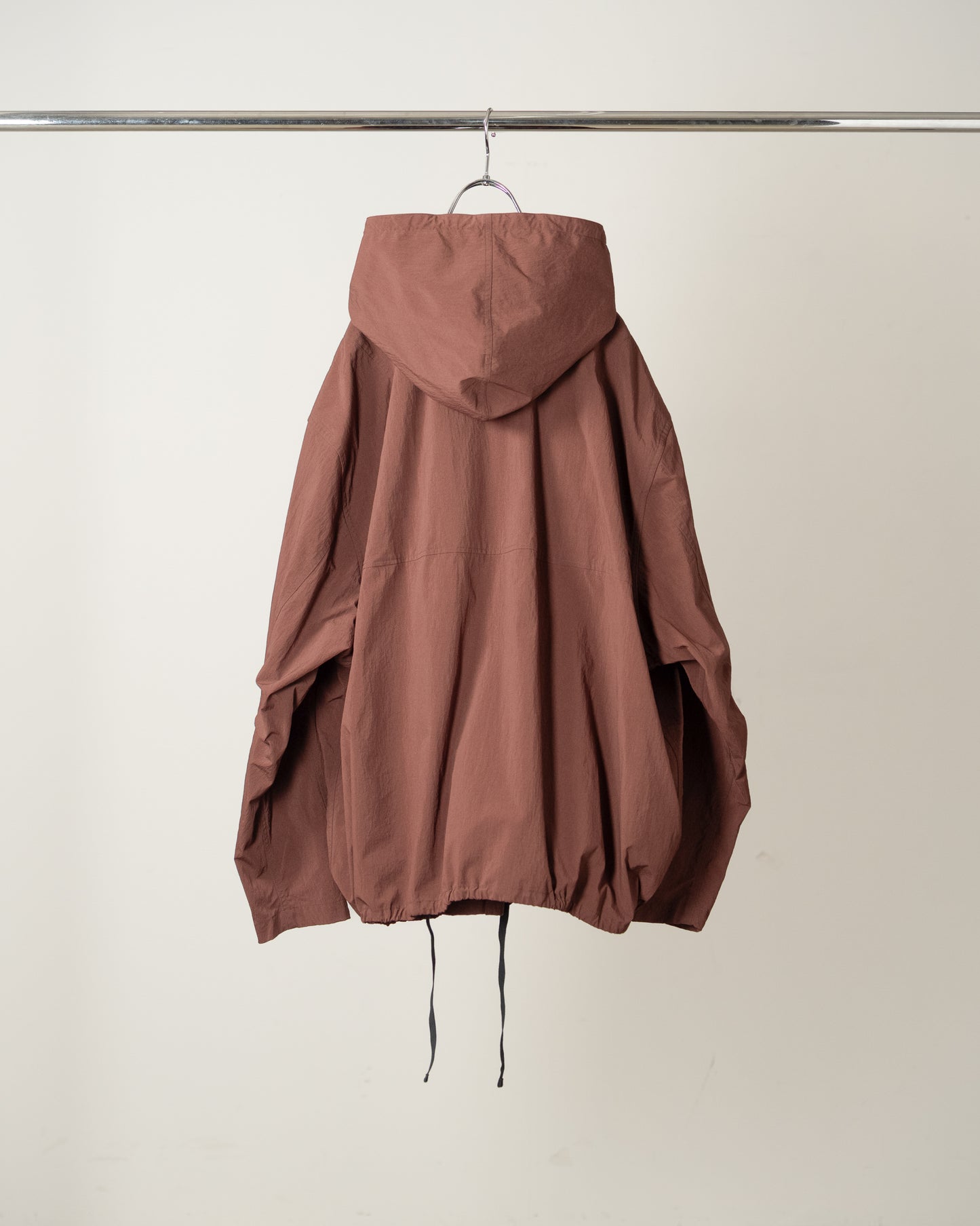 WRINKLED NYLON OVER HOODIE(MARRON)
