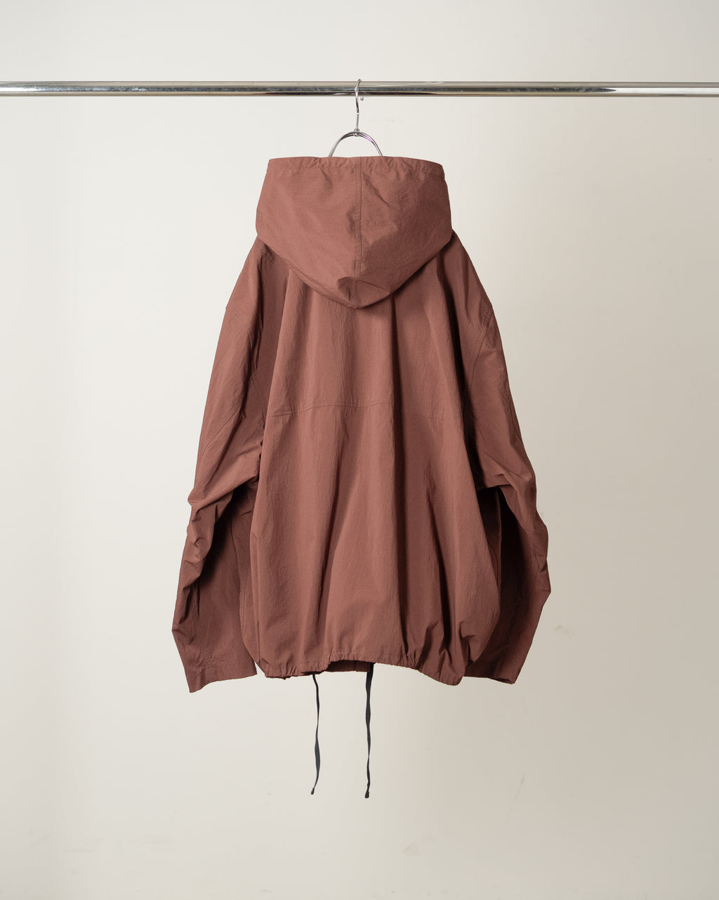 WRINKLED NYLON OVER HOODIE(MARRON)
