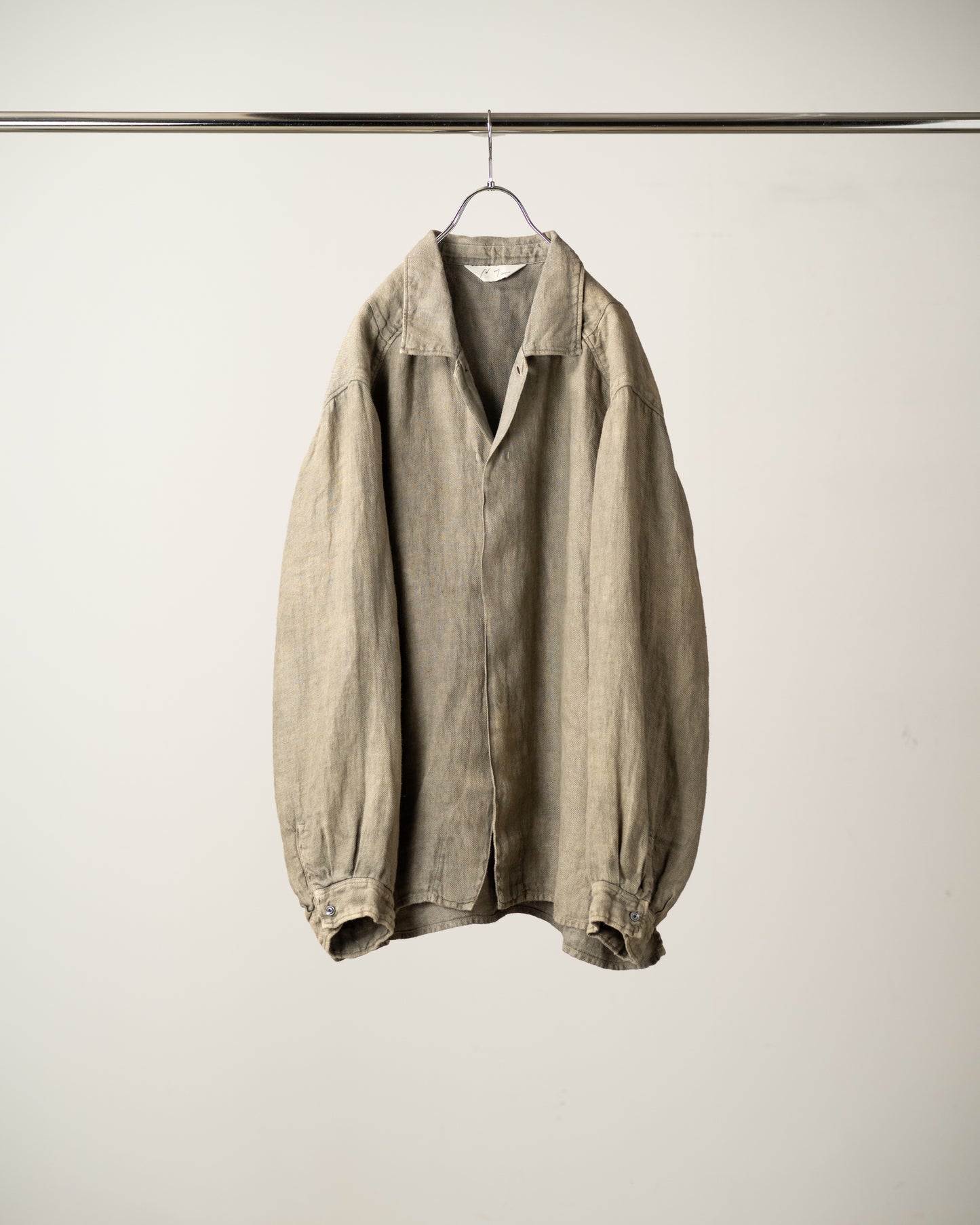 AGING LINEN CROSS-LINE SHIRT(KHAKI BEIGE)