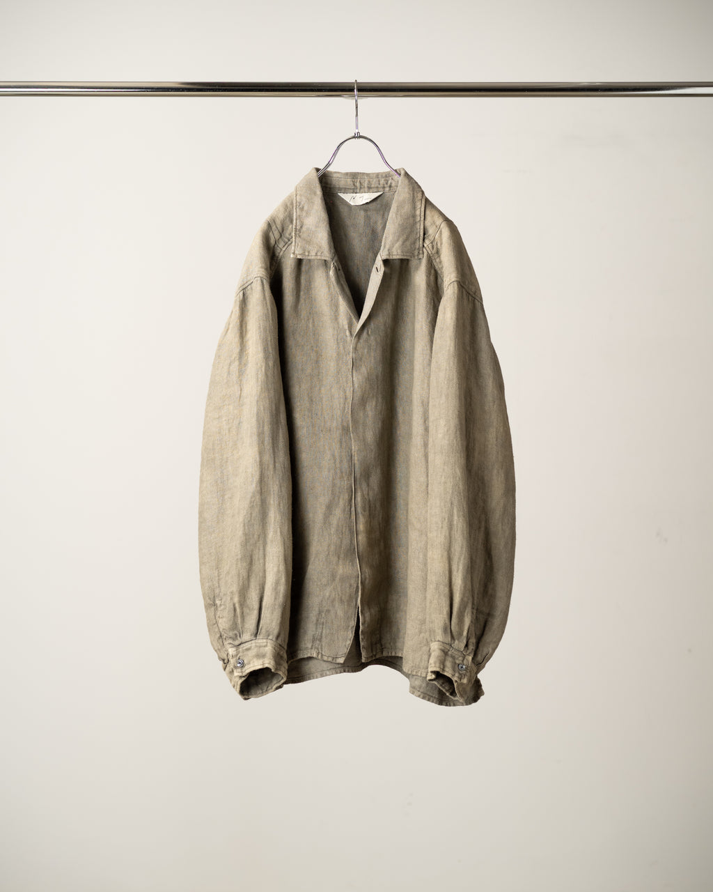 AGING LINEN CROSS-LINE SHIRT(KHAKI BEIGE)